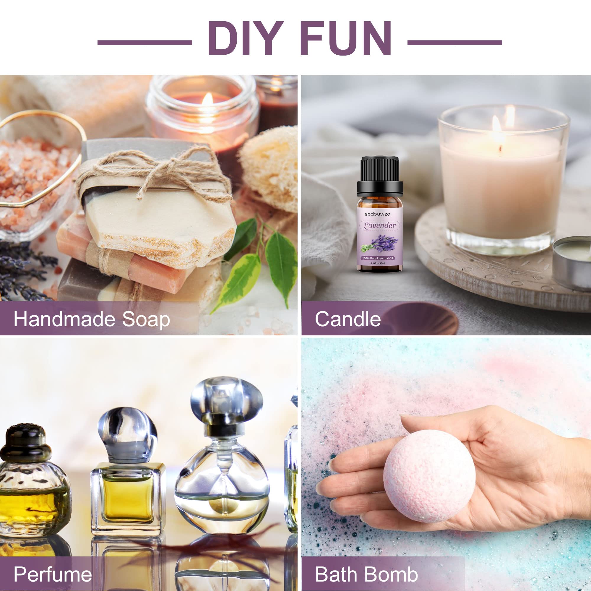 Sedbuwza Vanilla Oil Lavender Essential Oil Gift Set, 100% Pure Organic Fragrance Oil Set for Diffuser