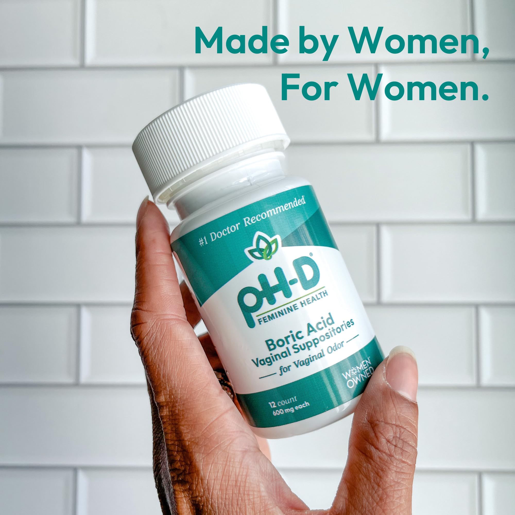 pH-D Feminine Health - 600 mg Boric Acid Suppositories - Woman Owned - for Vaginal Odor Use - 36 Count