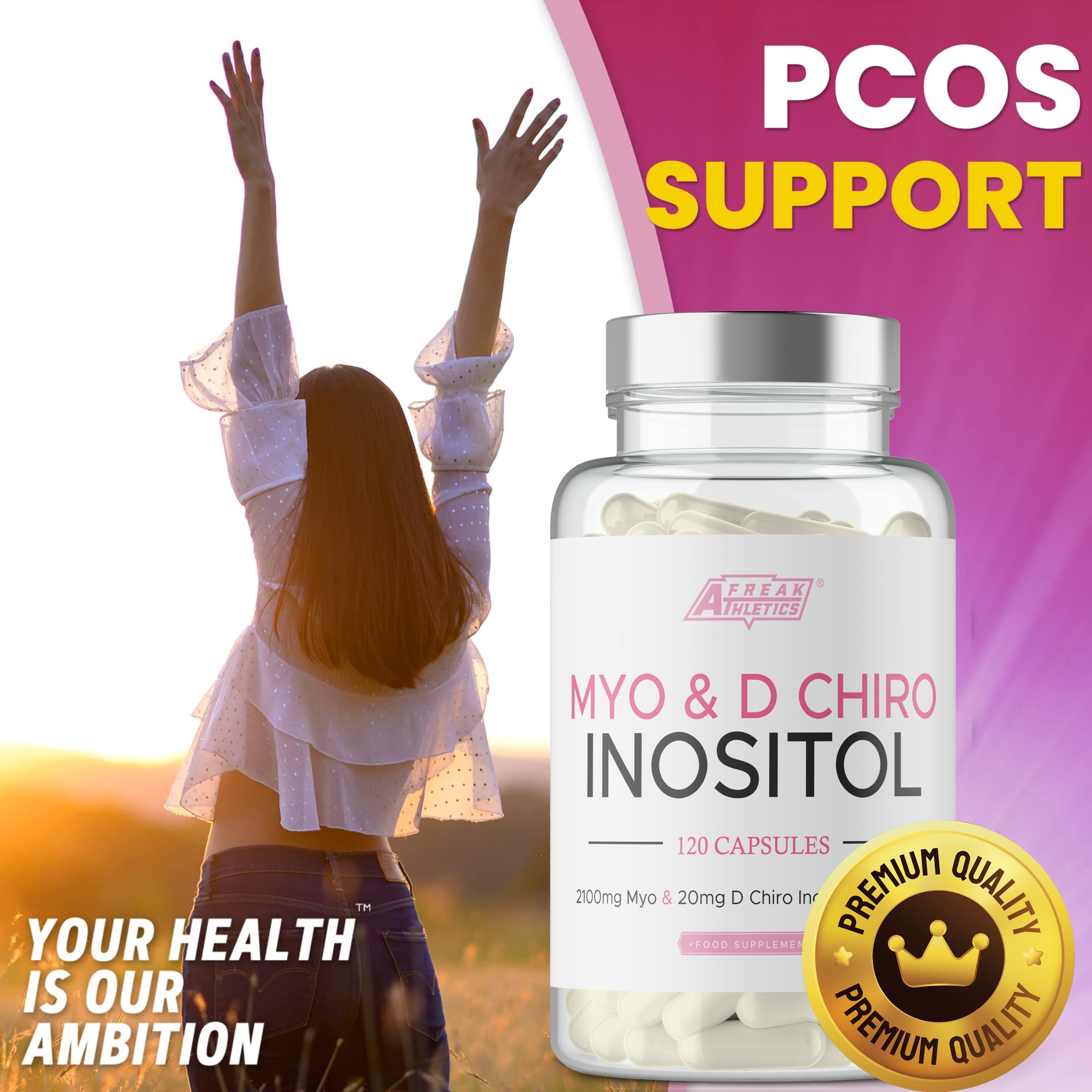 Myo-Inositol & D Chiro Inositol - Supports Women with PCOS -120 Capsules - Promotes