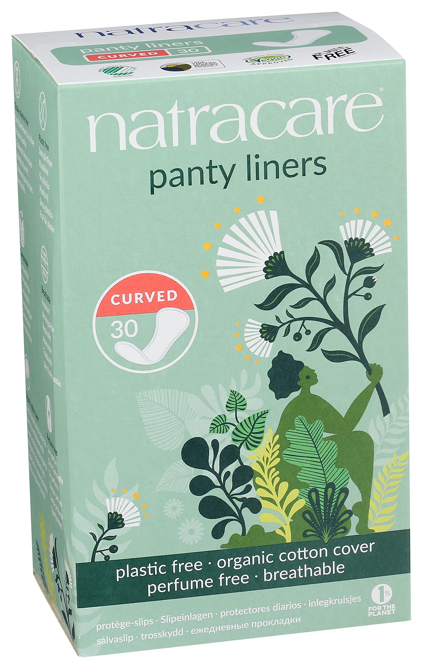 Natracare Natural Organic Curved Panty Liners, with Certified Organic Cotton, Ecologically Certified