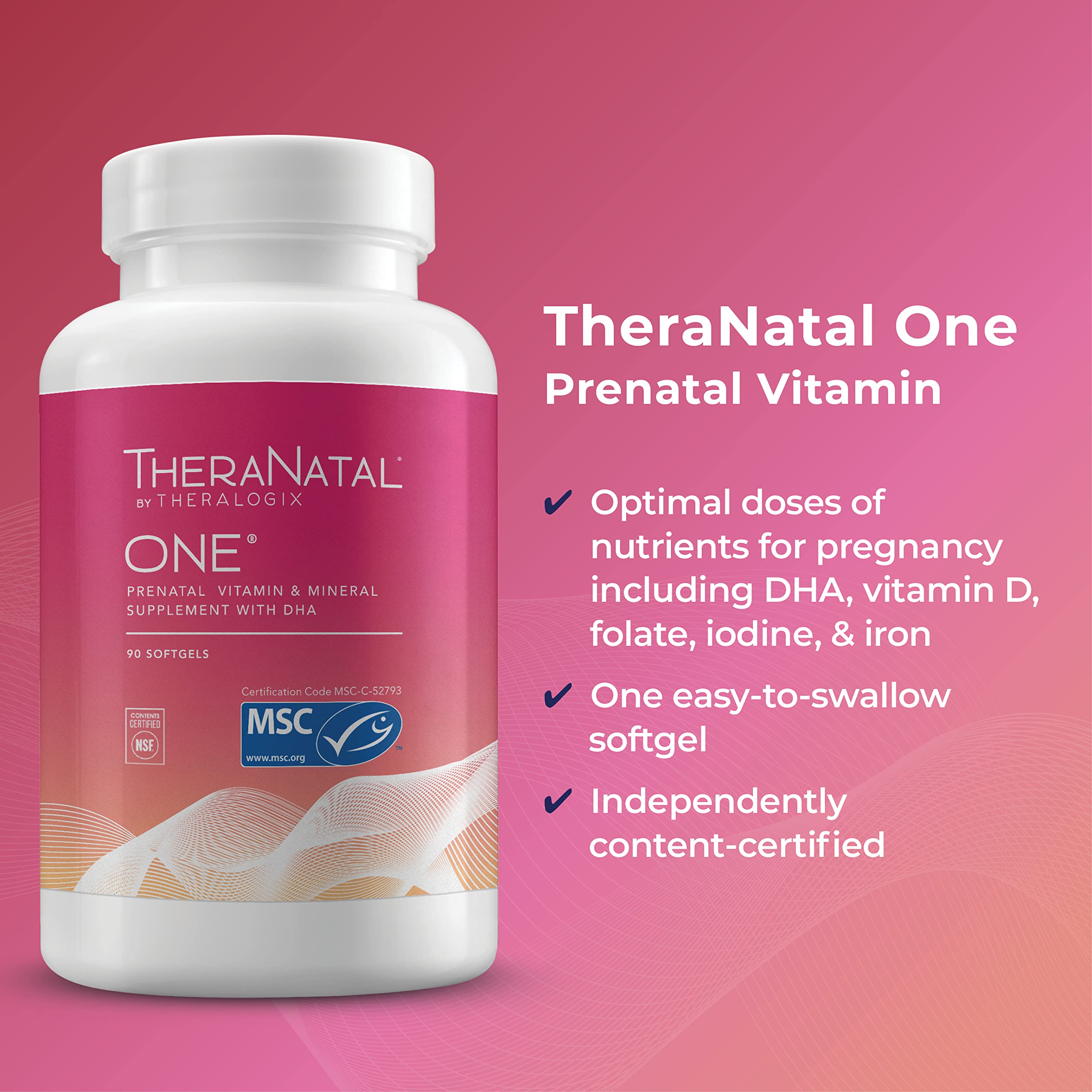 TheraNatal One + NeoQ10 Bundle - Prenatal Vitamin & Enhanced Absorption CoQ10 Supplement