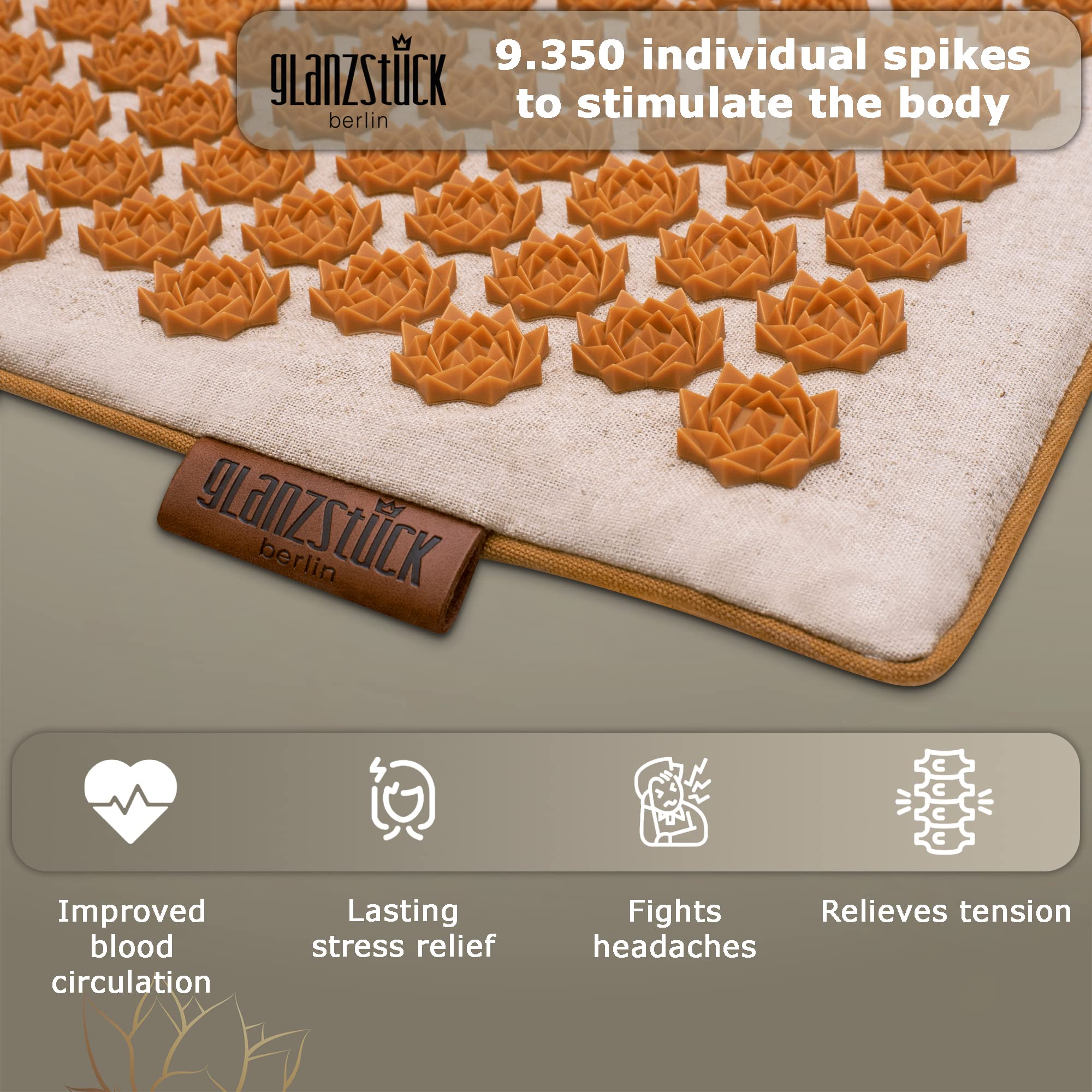 Glanzstück Berlin® Health Collection XXL Acupressure Mat Set for Full Body for Tension Headaches