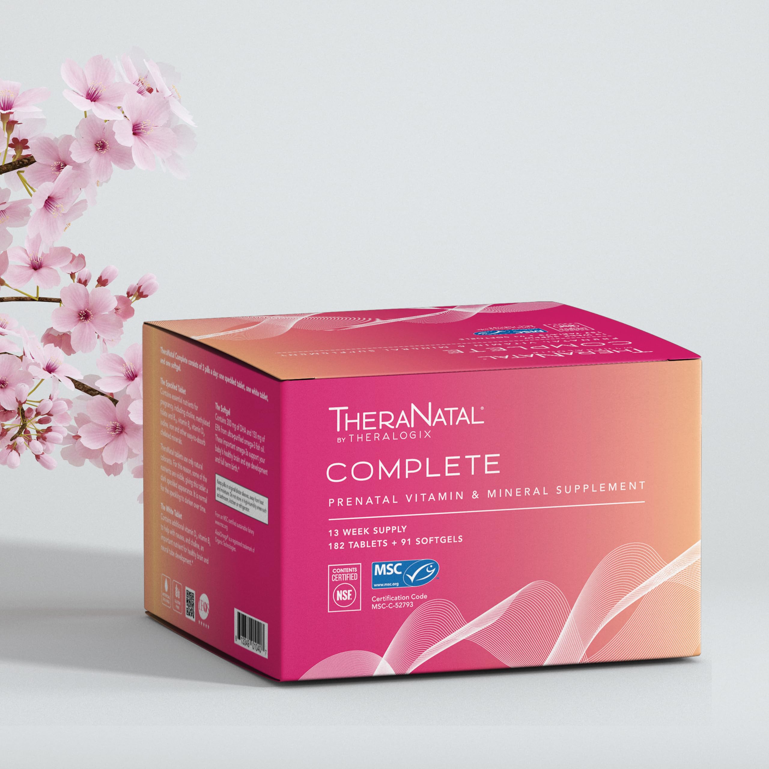 Theralogix TheraNatal Complete Prenatal Vitamin Supplement - 91-Day Supply - with DHA