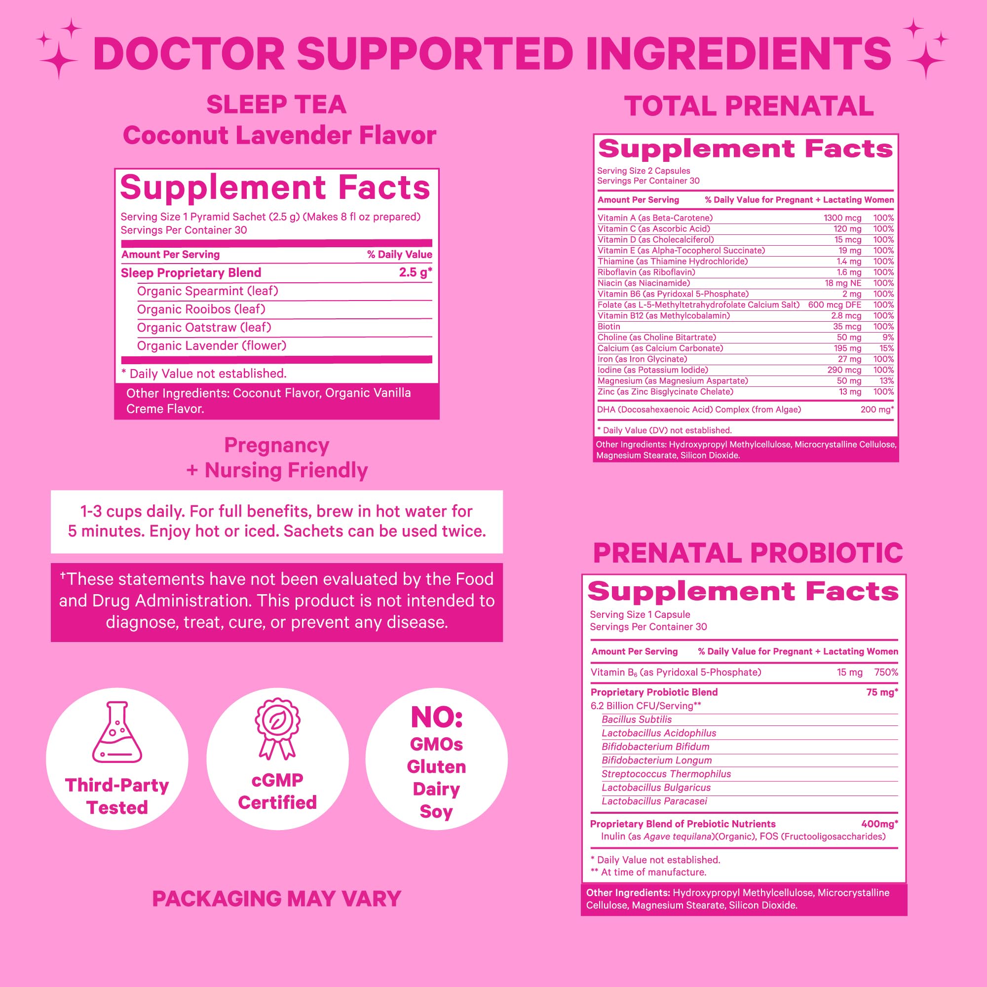 Pink Stork Pregnancy Bundle: Prenatal Vitamin with DHA & Folate, Prenatal Probiotics for Pregnant Women