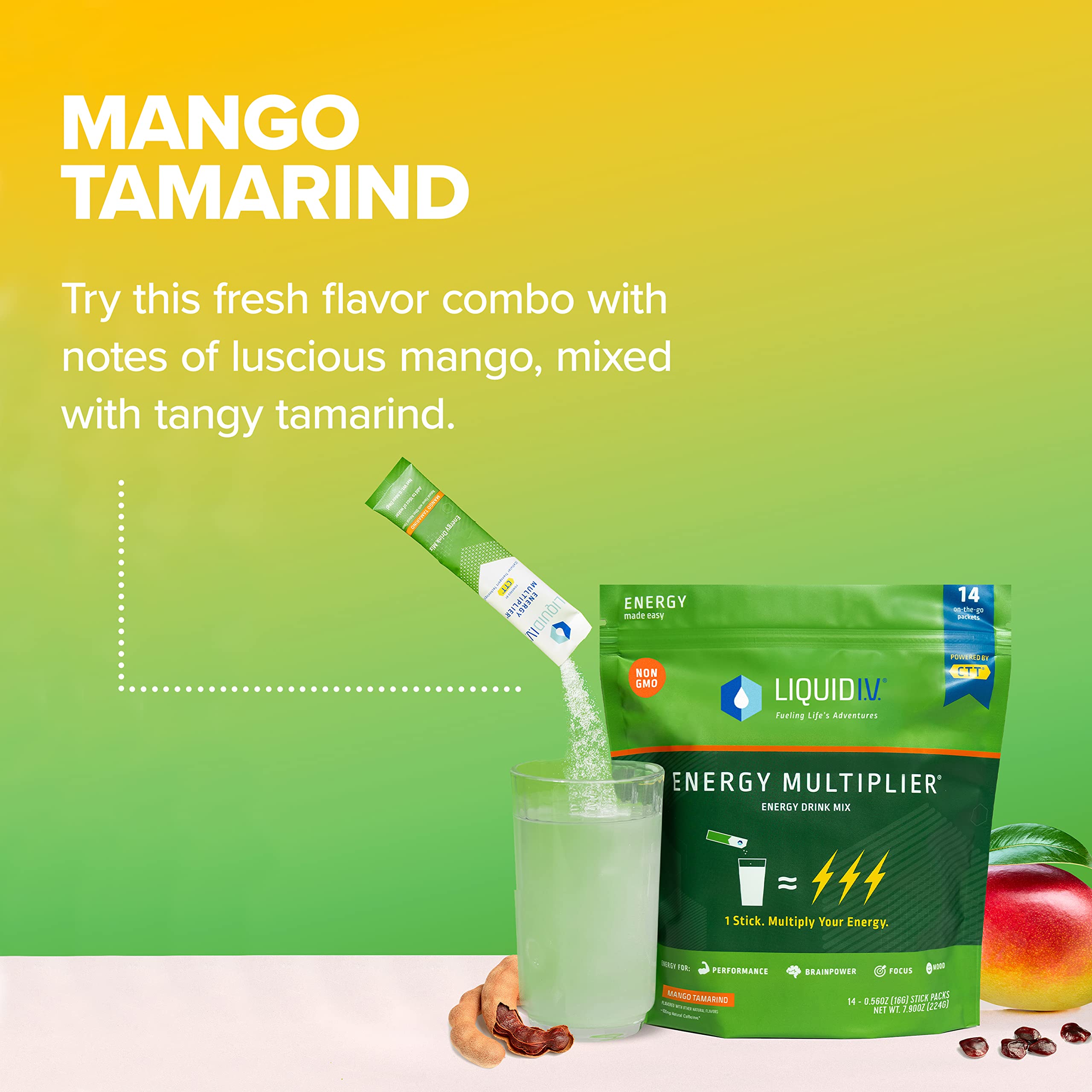 Liquid I.V. Hydration + Energy Multiplier - Mango Tamarind - Hydration Powder