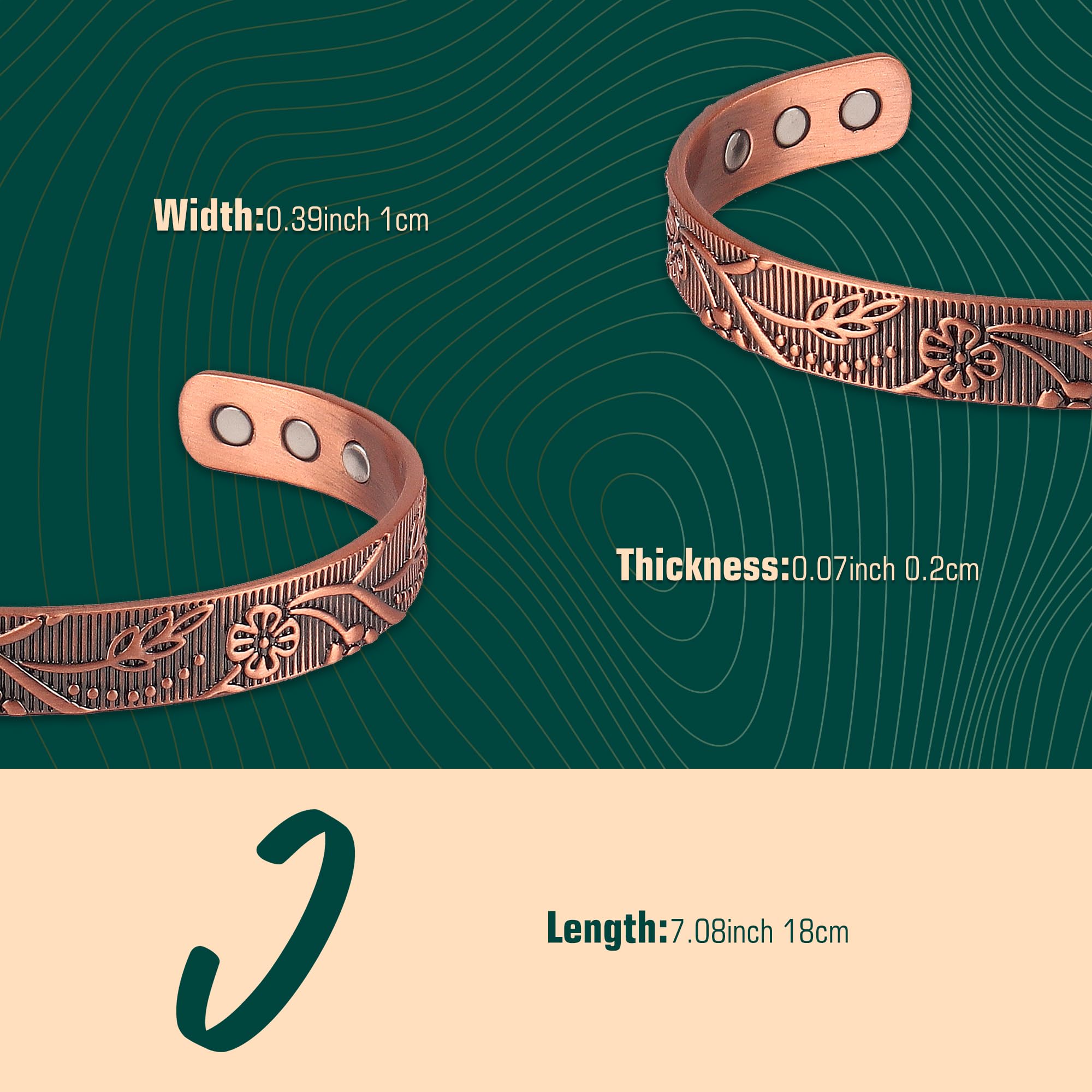 FASCIO Copper Bracelets and Copper Ring for Women Men,Adjustable Magnetic Lymphatic