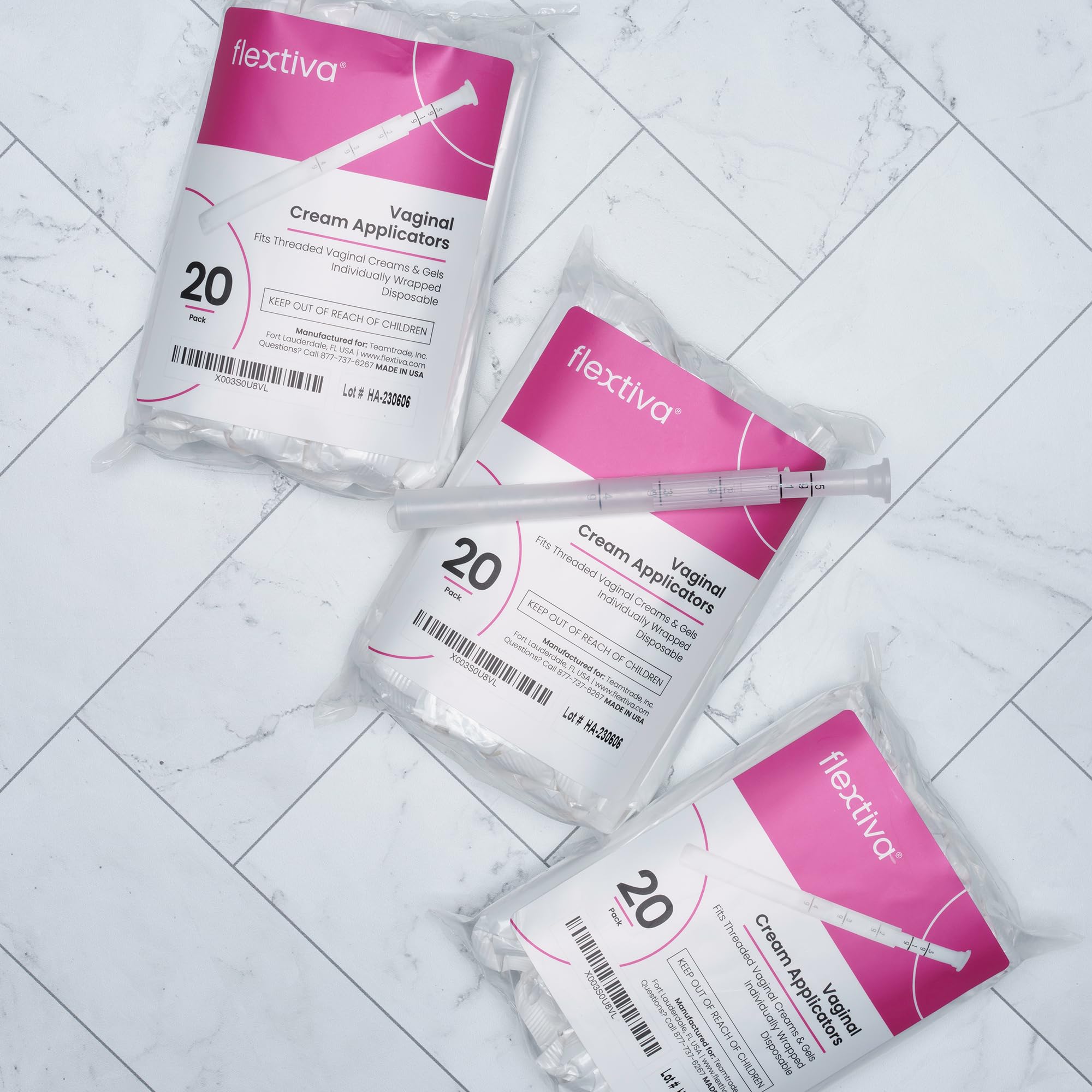 Flextiva Disposable Plastic Vaginal Cream Applicators - Threaded End to Fit OTC Gel or Cream Products