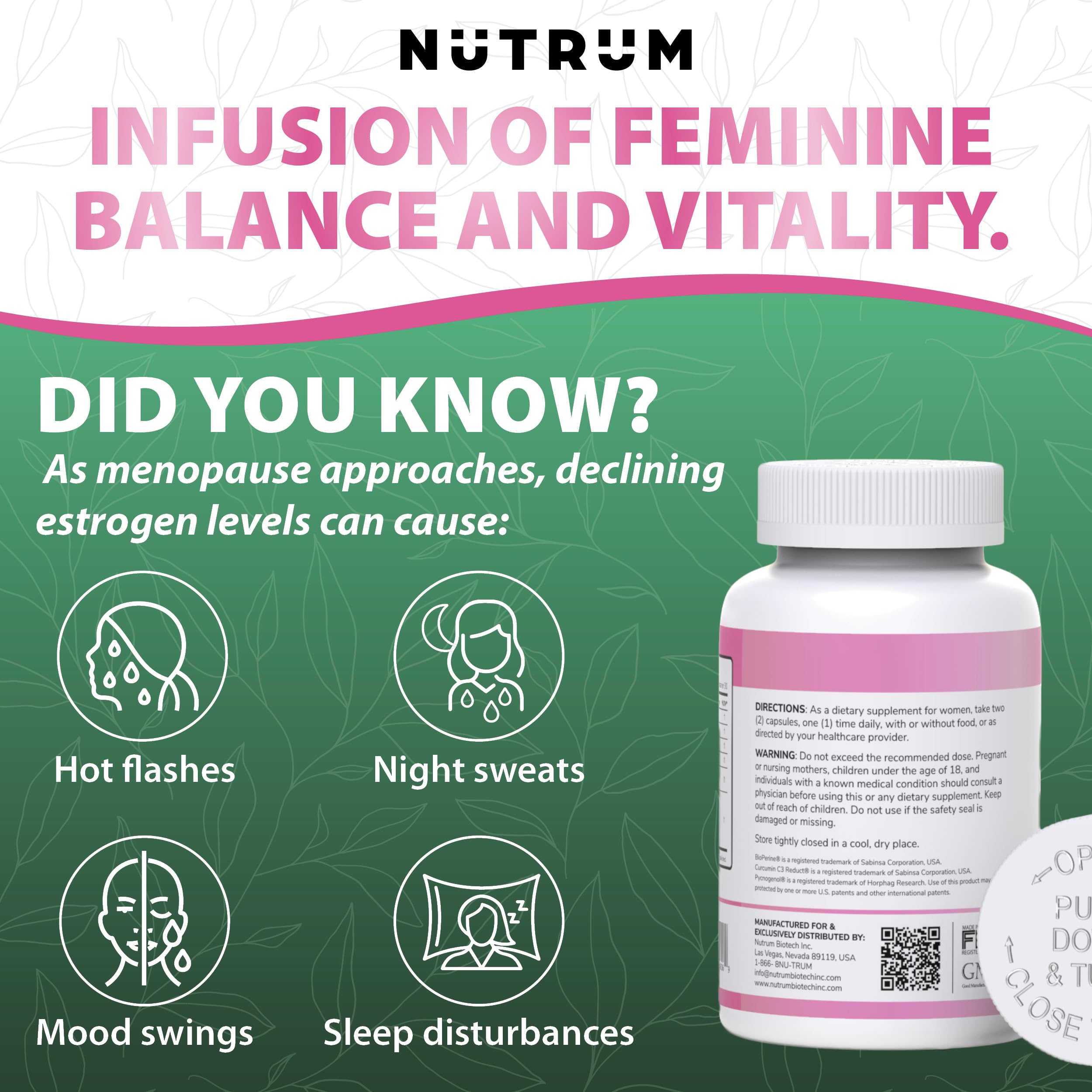 Estrolife Anti-Aging Support for Women by Nutrum, Vegan Supplement for Long Lasting Female Hormonal Balance