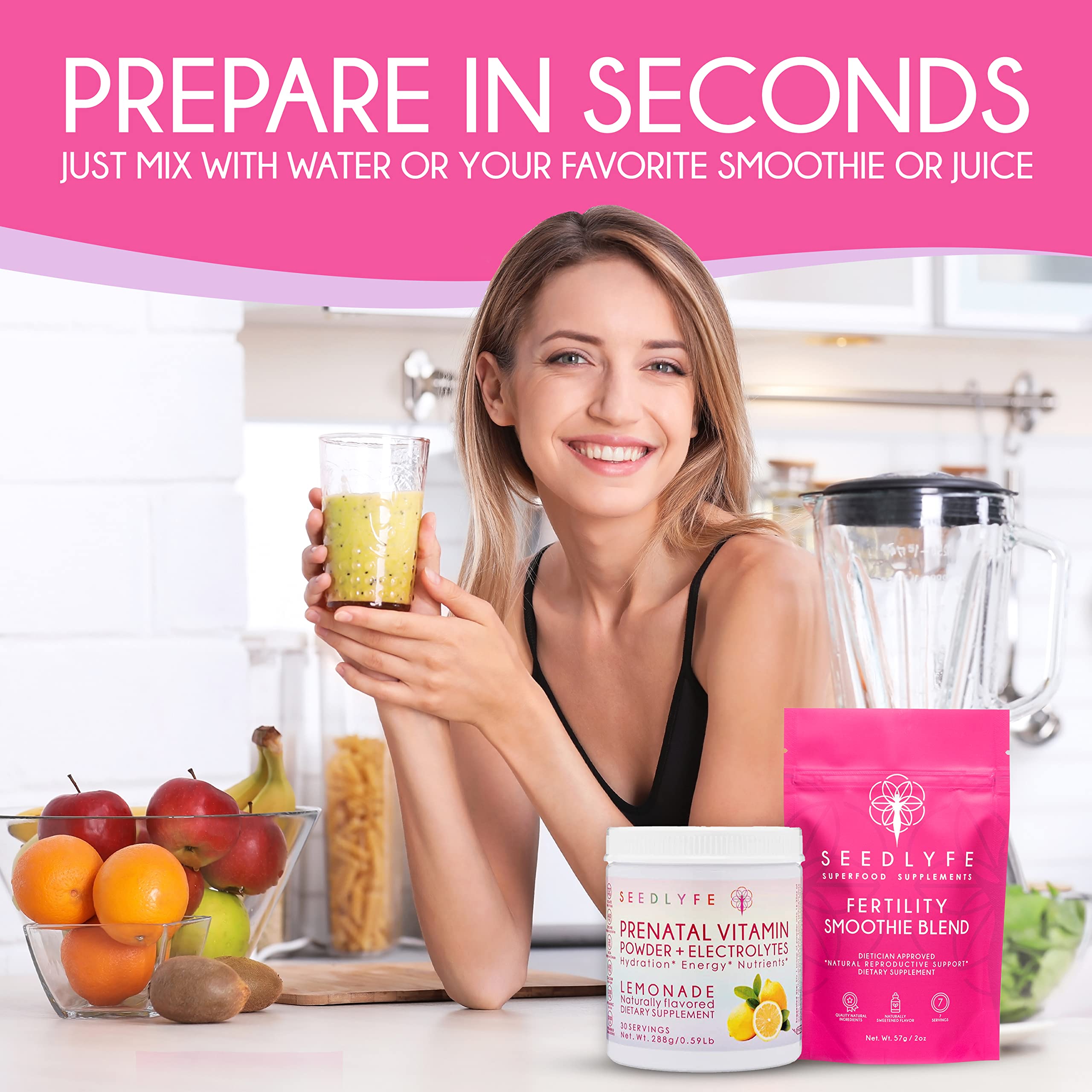 Female Fertility Bundle with Prenatal Vitamin Powder – Natural Prenatal Vitamins and Smoothie Mix