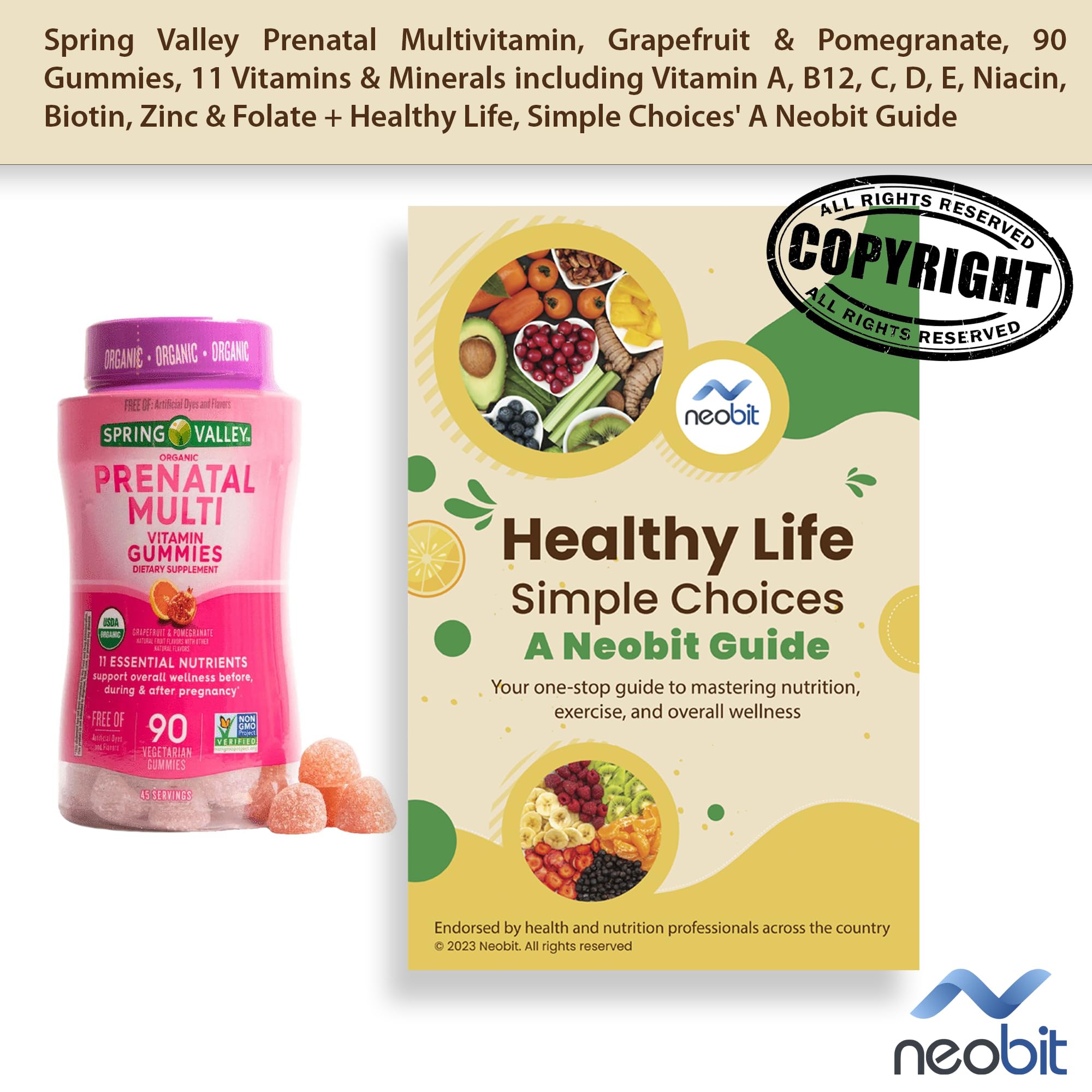 Spring Valley Prenatal Multivitamin, Grapefruit & Pomegranate, 90 Gummies, 11 Vitamins