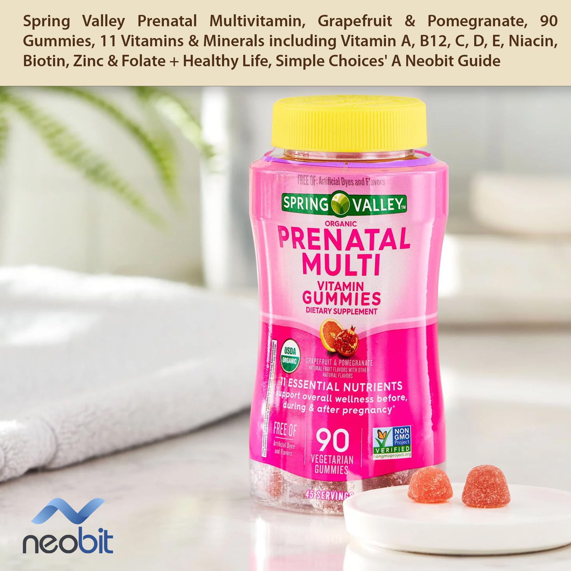 Spring Valley Prenatal Multivitamin, Grapefruit & Pomegranate, 90 Gummies, 11 Vitamins