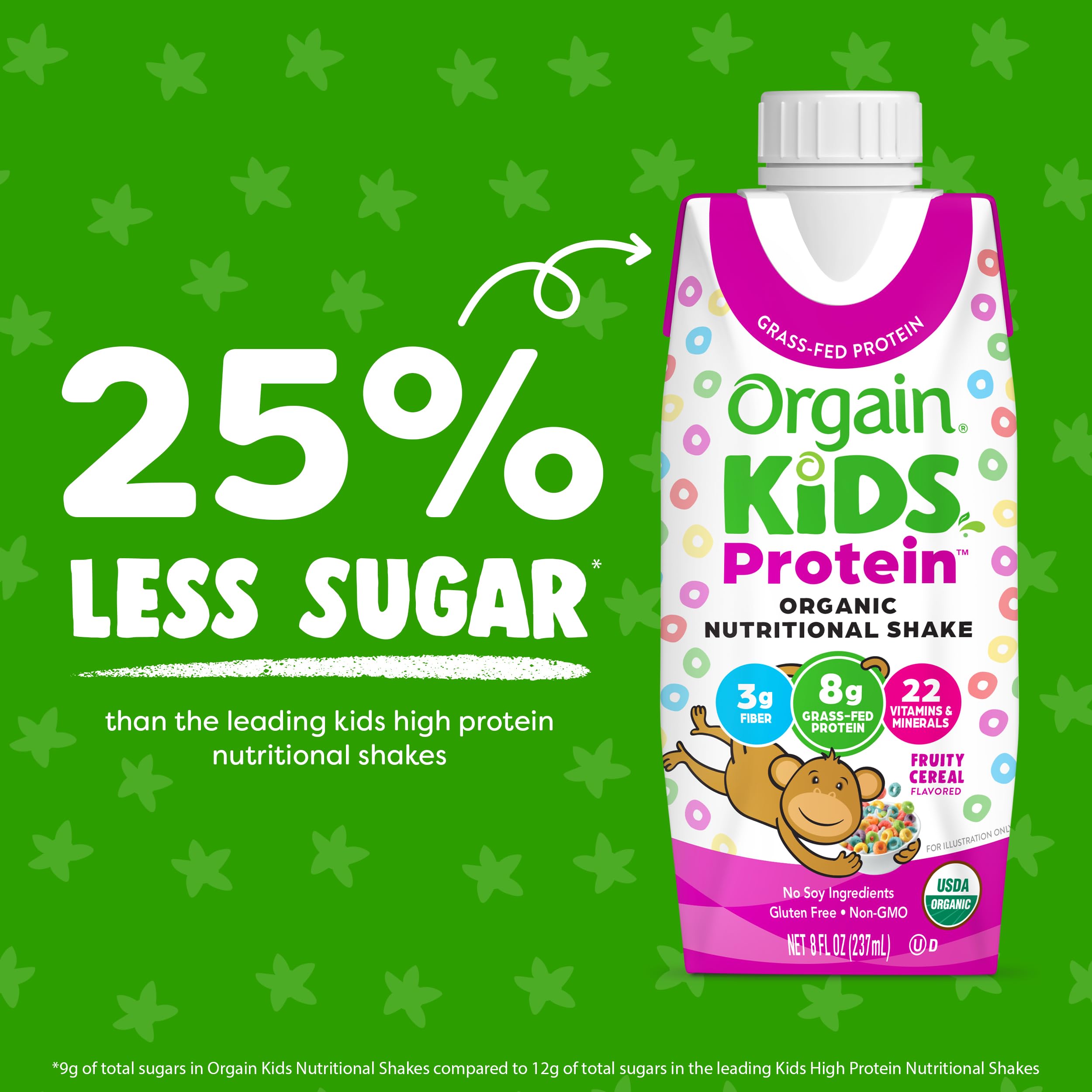 Orgain Organic Kids Nutritional Protein Shake, Fruity Cereal - Kids Snacks with 8g Dairy