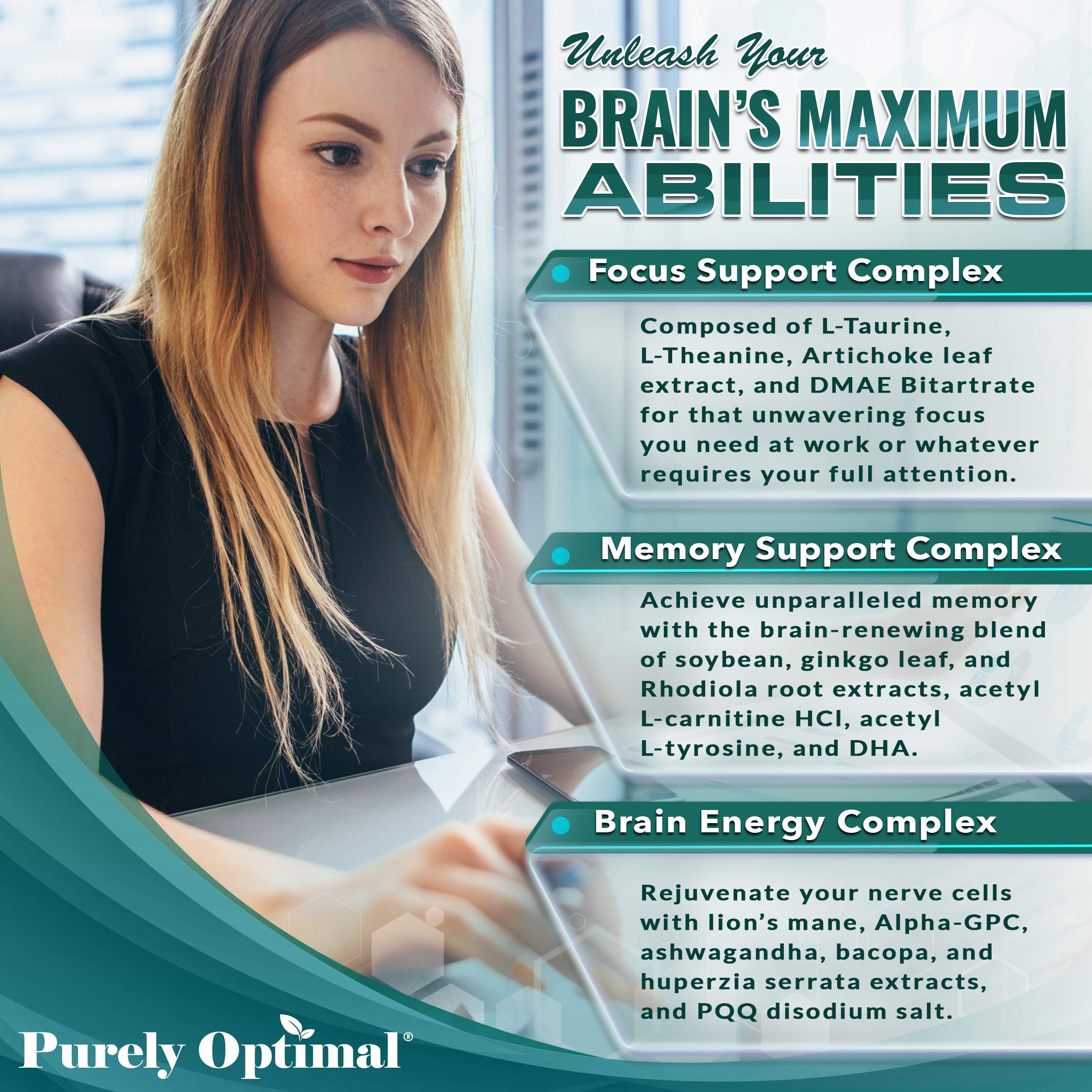 Premium Brain Supplement - Nootropic Brain Booster for Focus, Clarity, Improved Memory