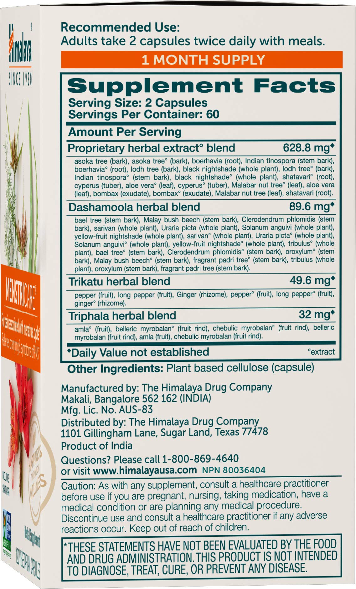 Himalaya MenstriCare for PMS, Menstrual Cramp Relief, Womens Health & Balanced Hormone Support