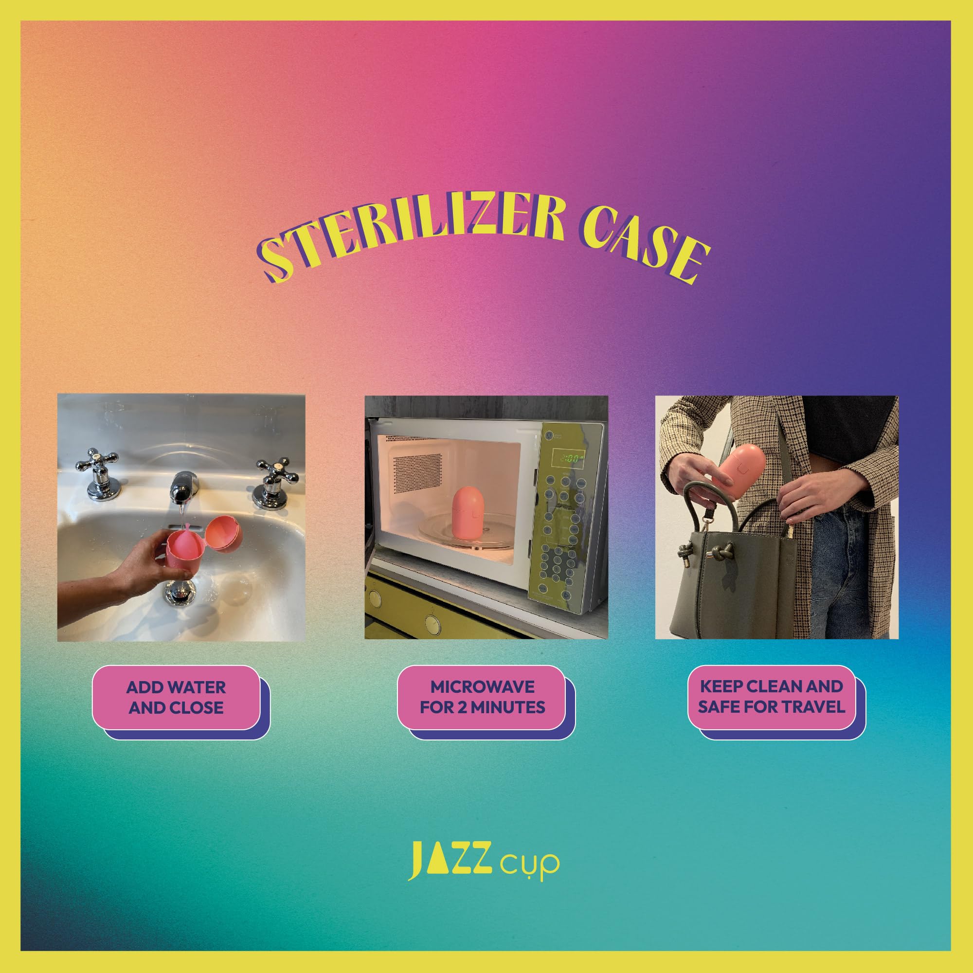 JAZZ Cup Soft Menstrual Cups – with Sterilizer Case & Cotton Pouch – Reusable, 12-Hour Protection