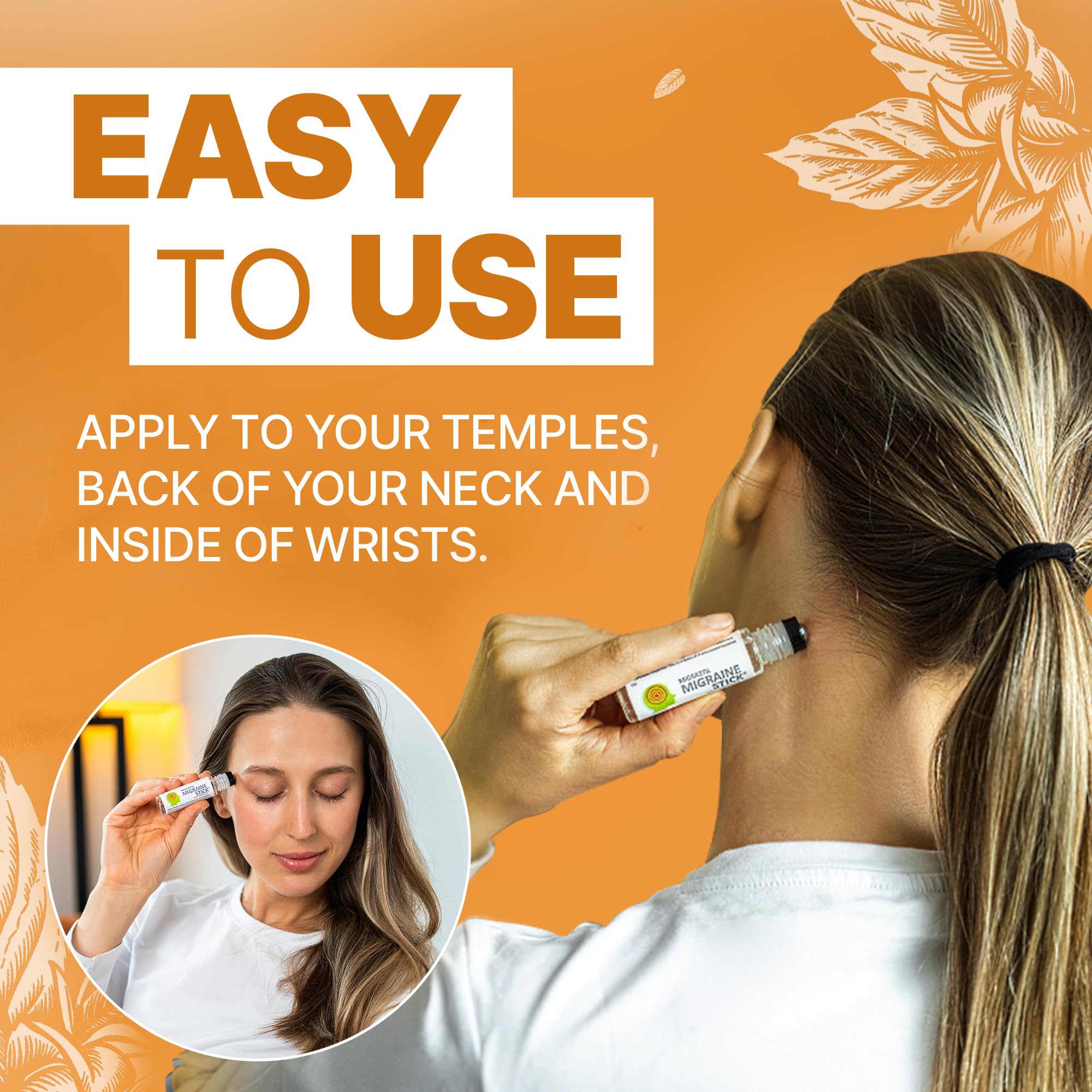 Migrastil Migraine Stick® Rollon - Fast Cooling Comfort for Your Head. Aromatherapy with Peppermint