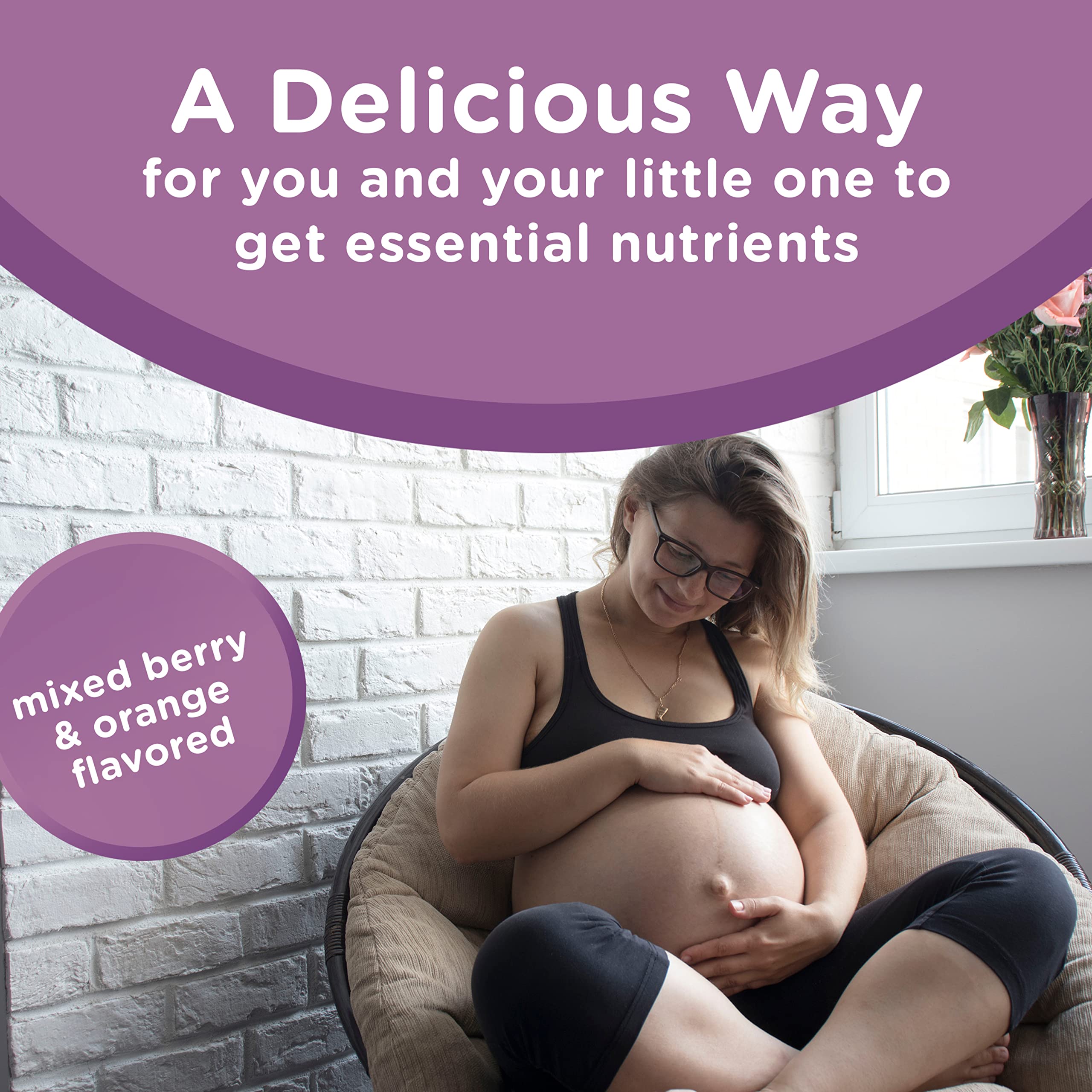 Centrum Prenatal Multivitamin Gummies with DHA and Folic Acid, Mixed Berry and Orange Flavors