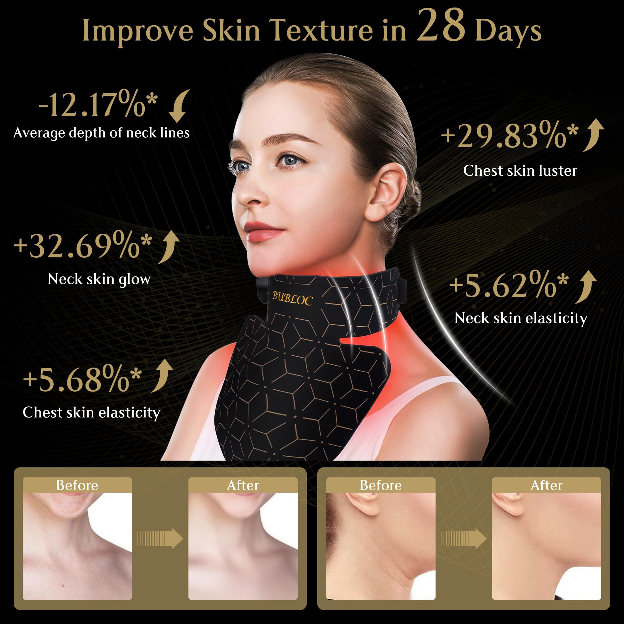 Upgraded Red Light Therapy Mask for Neck & Décolleté, 850 nm Wireless Infrared Light Therapy Suitable