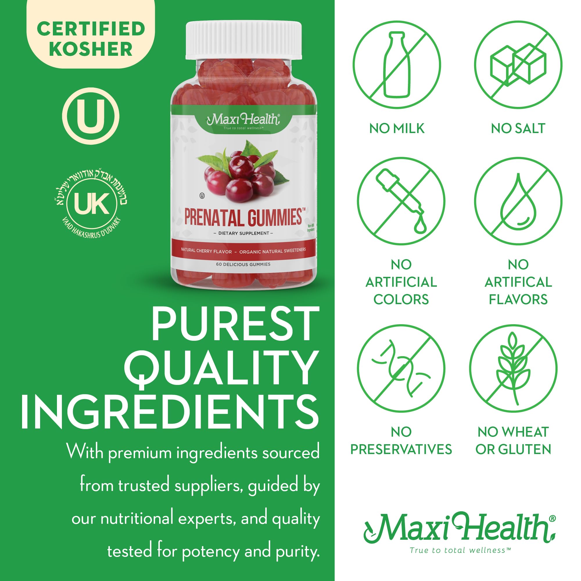 Organic Prenatal Gummies for Women - The Sweet Way to Nurture Your Tomorrow - Kosher Cherry