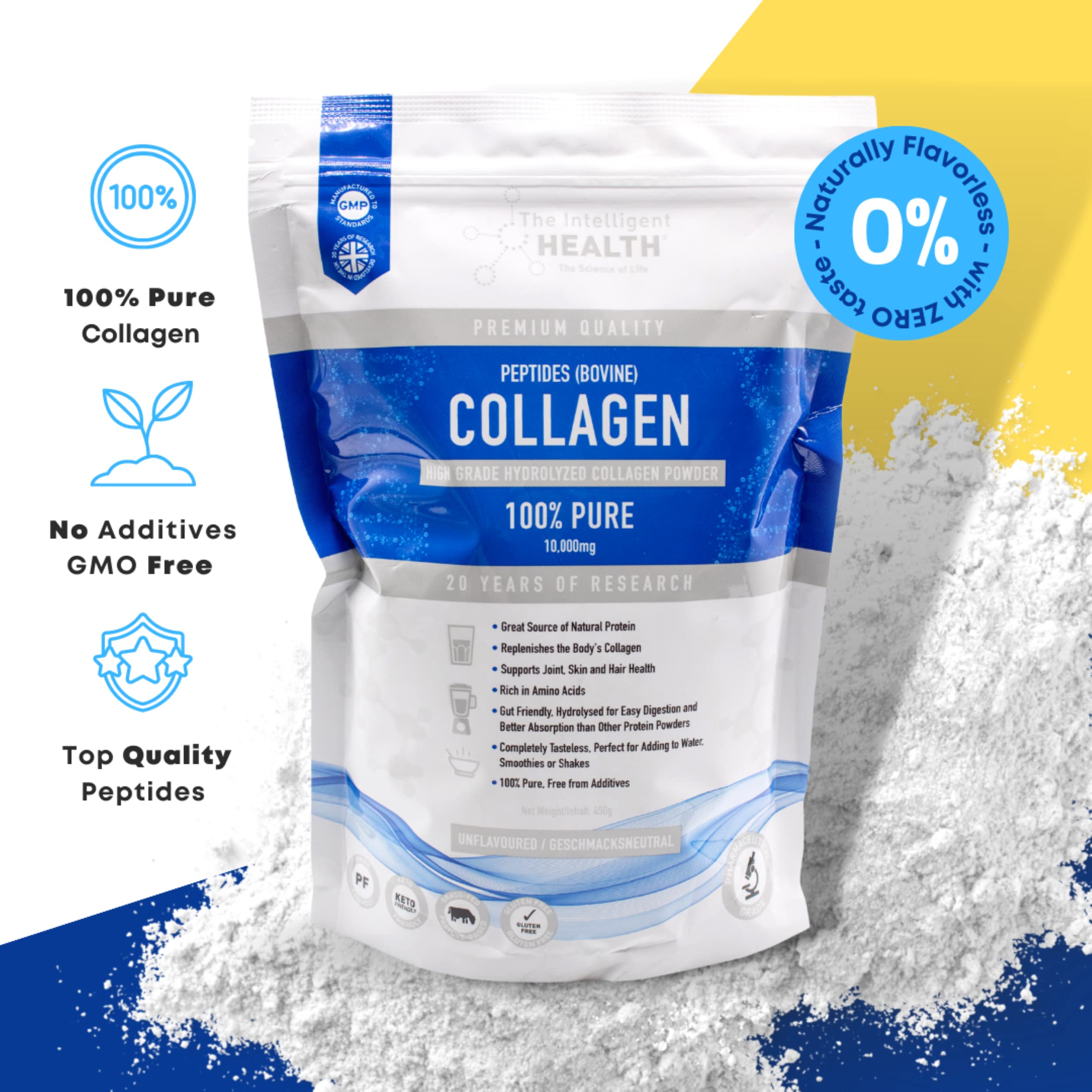 Hydrolysed Collagen Powder (Bovine) - High Protein Grass Fed Unflavoured Peptides