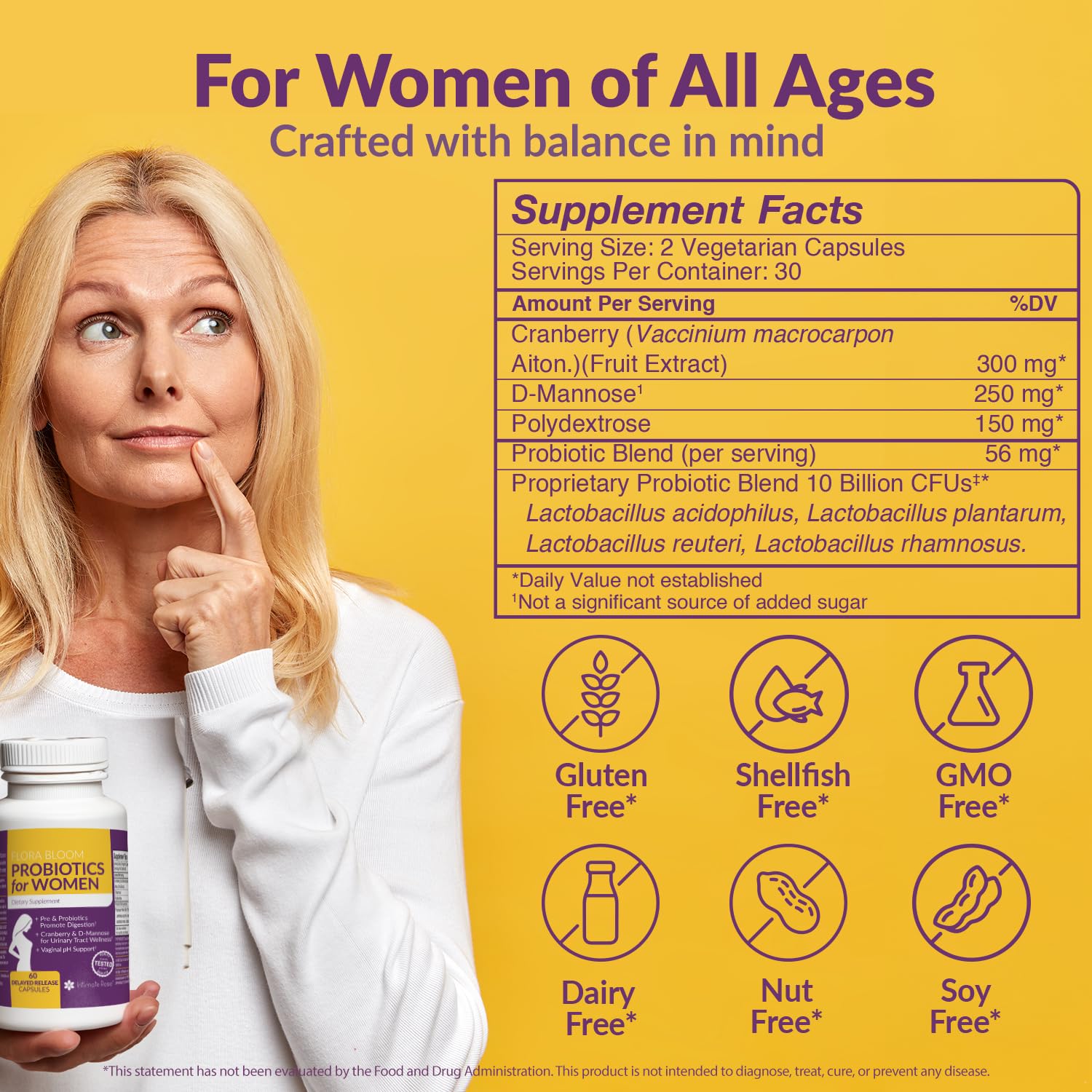 Probiotics for Women- 3 Pack(180 Capsules) - Ultimate Flora Bloom Probiotic Supplement for Women