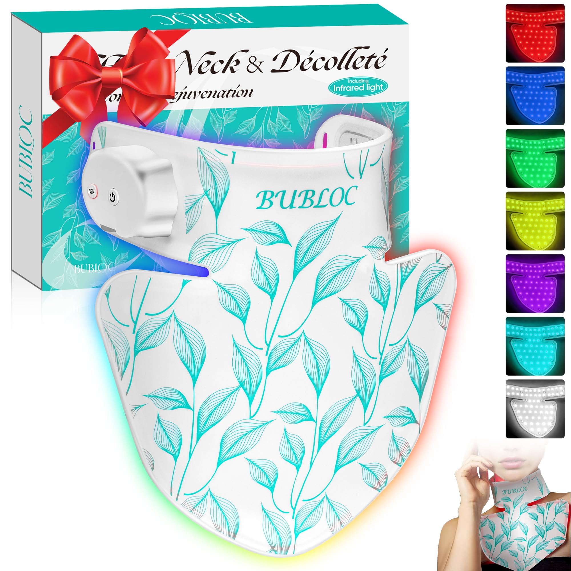 Red Light Therapy for Neck & Décolleté Suitable for Omnilux, Near-Infrared 850 Red Light + 7 Colors Led Light