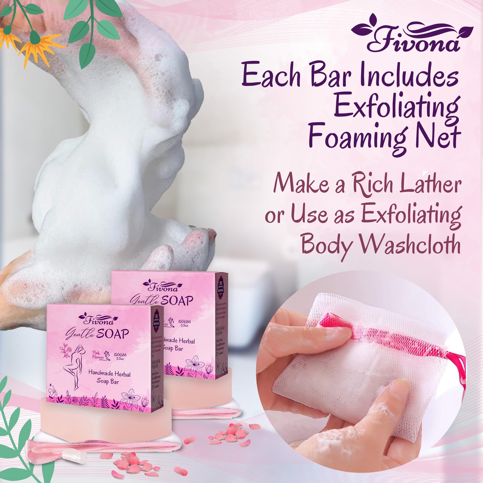 FIVONA 3 in 1 Set of Yoni Oil with 2 Yoni Soap Bars - Feminine pH Balanced Natural Vaginal Oil 30 ml