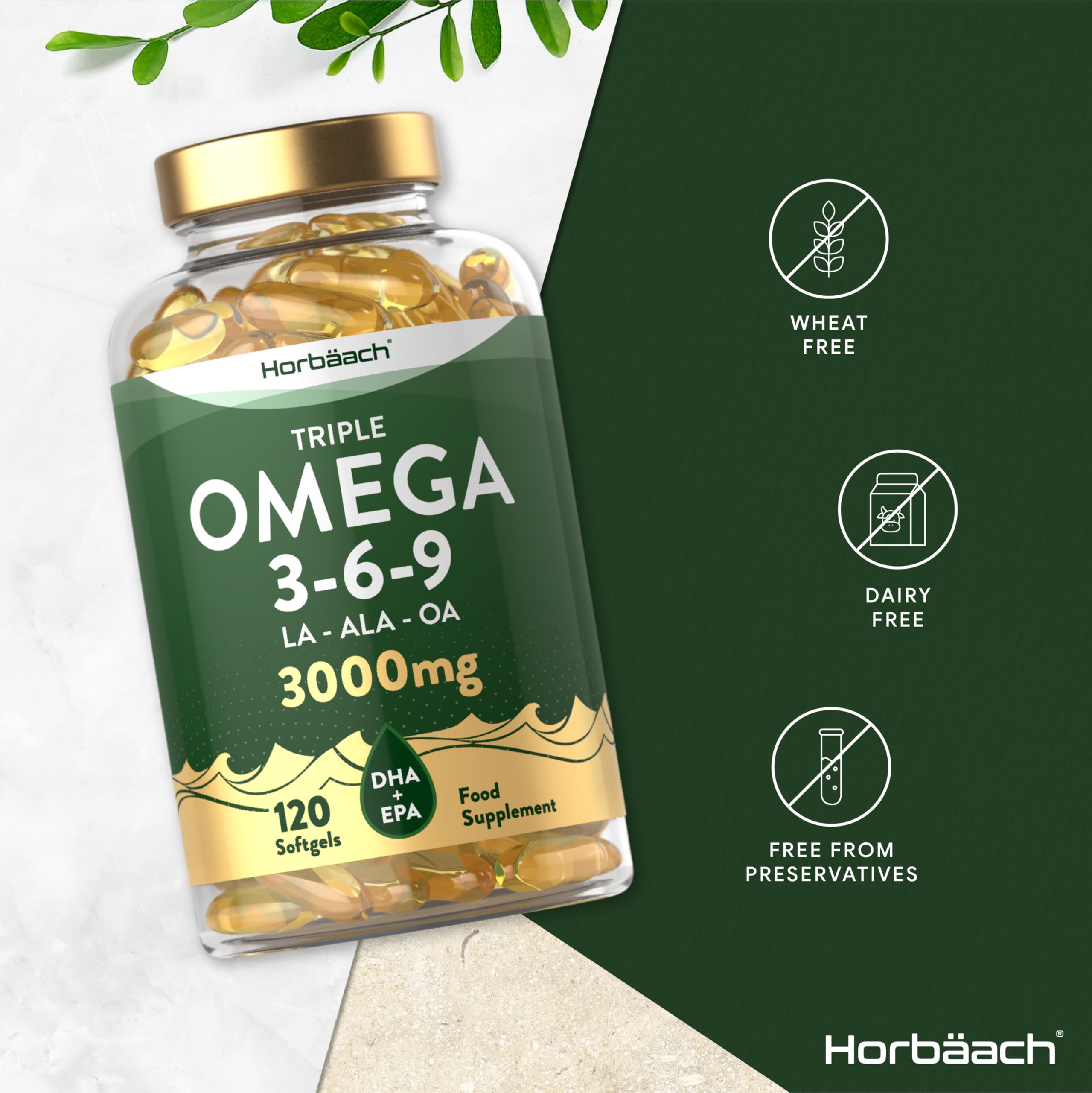 Omega 3 6 9 Capsules High Strength | 3000mg | 120 Softgels | Triple Omega 369