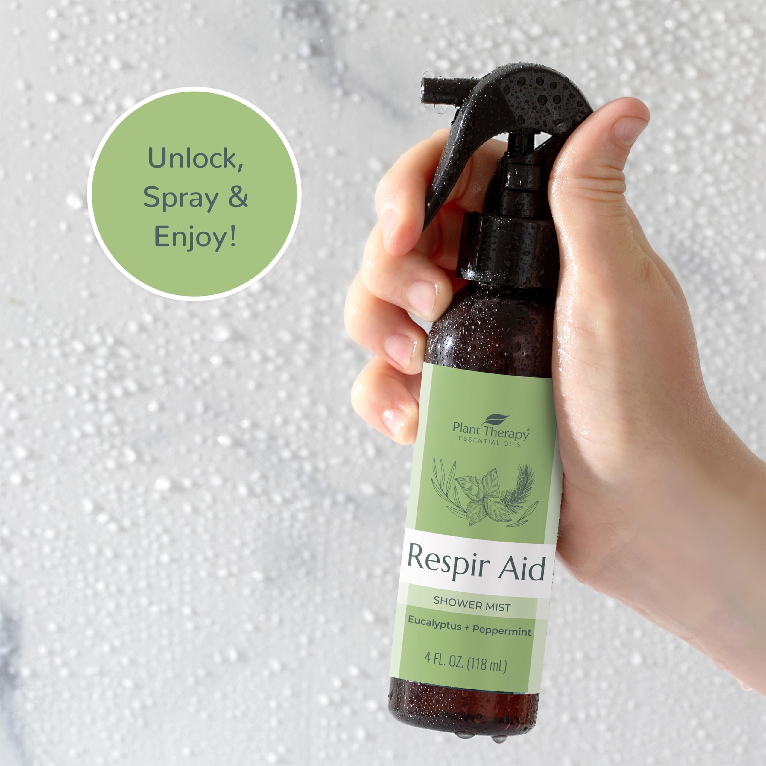 Plant Therapy Respir Aid Shower Mist 4 oz Refreshing & Crisp Aroma, Great to Help Clear Congestion