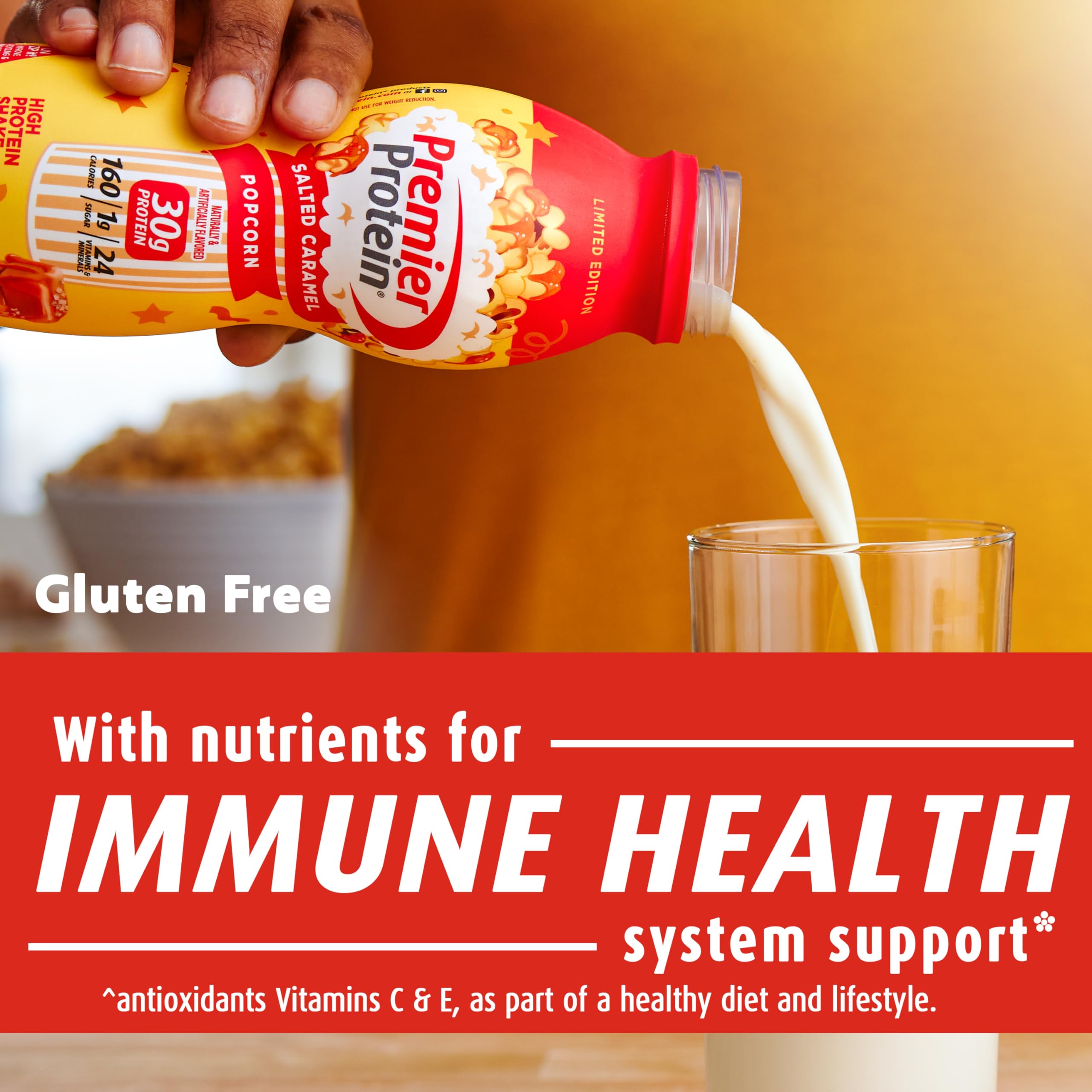 Premier Protein Shake Limited Edition Salted Caramel Popcorn, 30g 1g Sugar 24 Vitamins