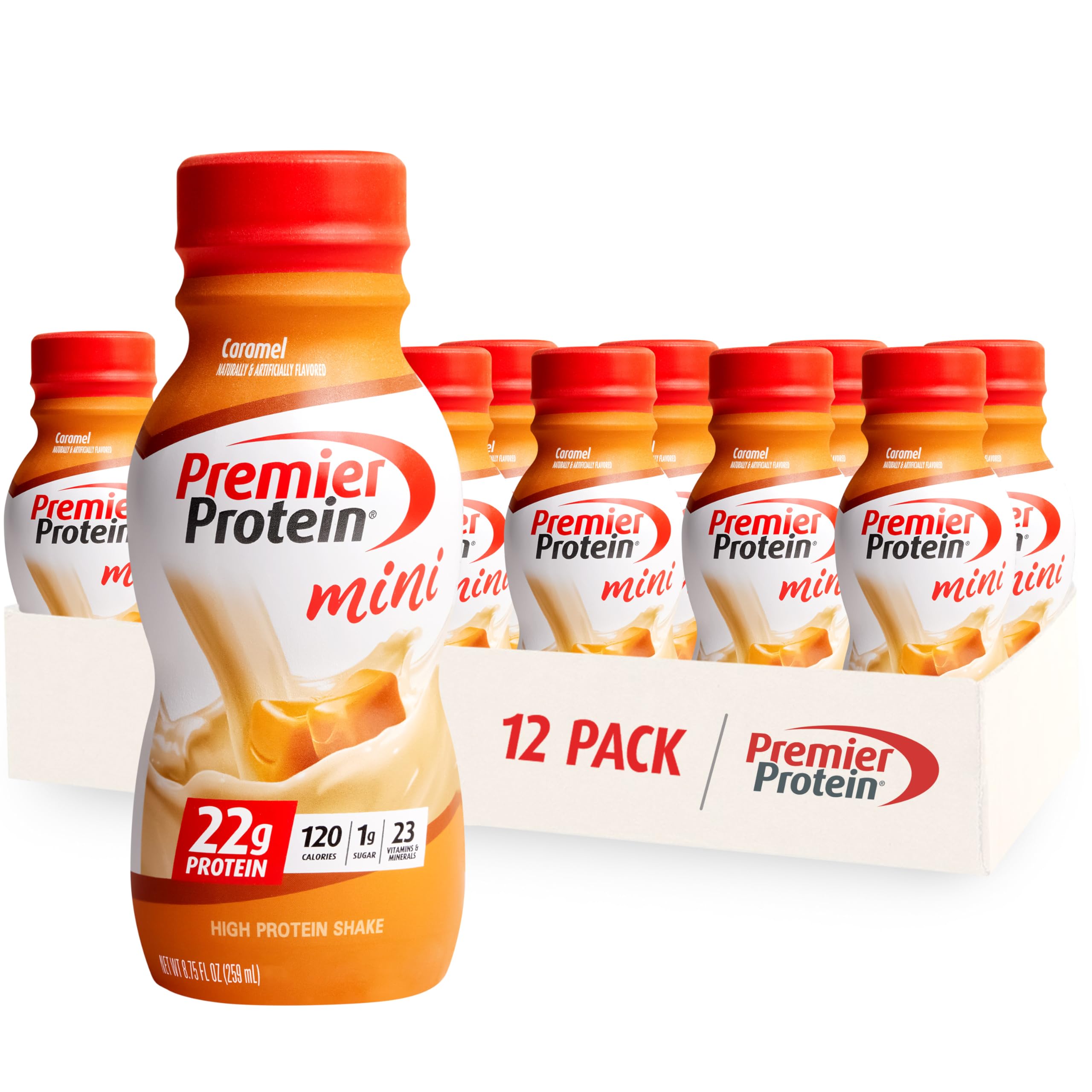 Premier Protein Shake MINIs, Caramel, 22g Protein, 120 Calories, 1g Sugar, 8.75fl oz