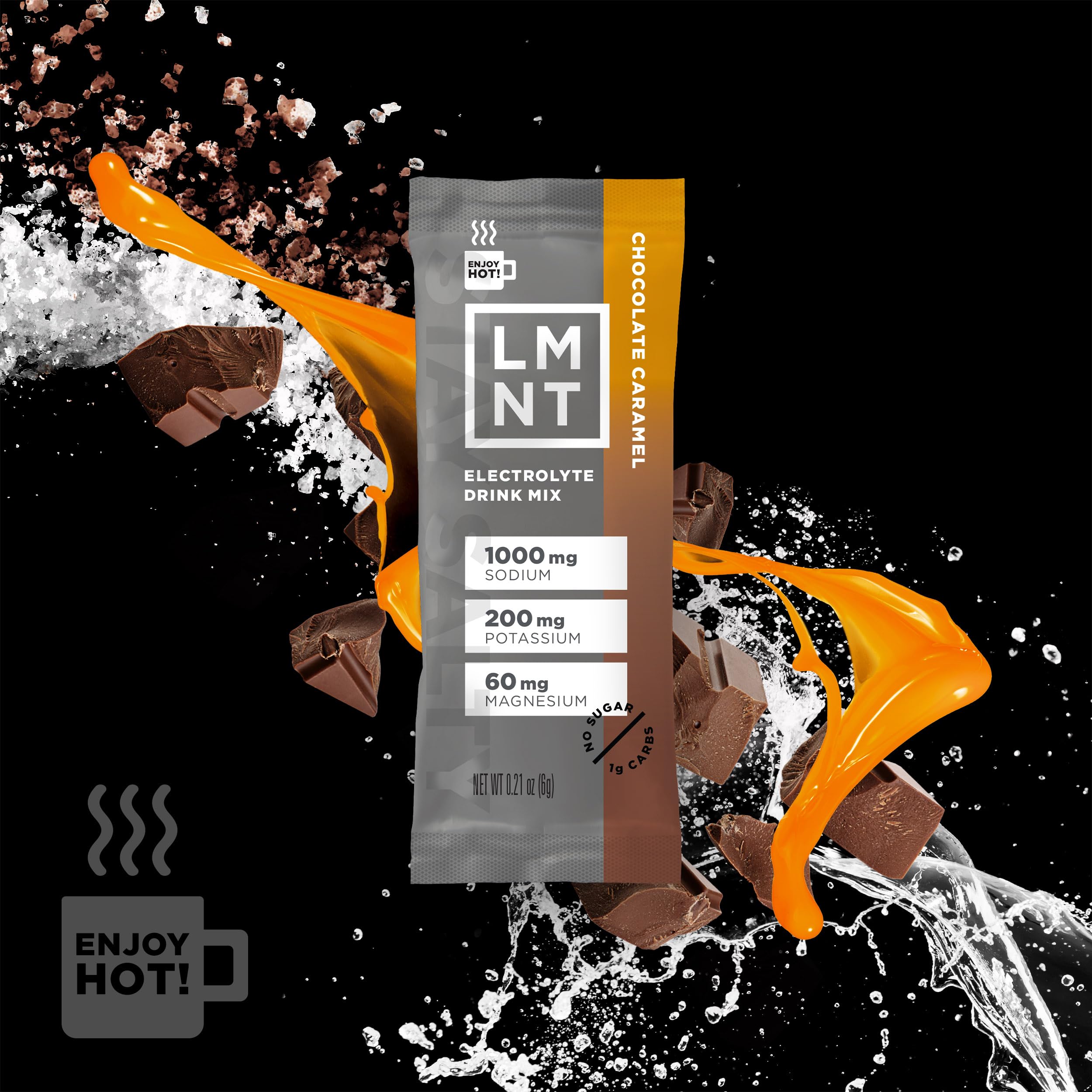 LMNT Hot Chocolate and Coffee Mixer - Chocolate Caramel Salt Electrolytes | No Sugar
