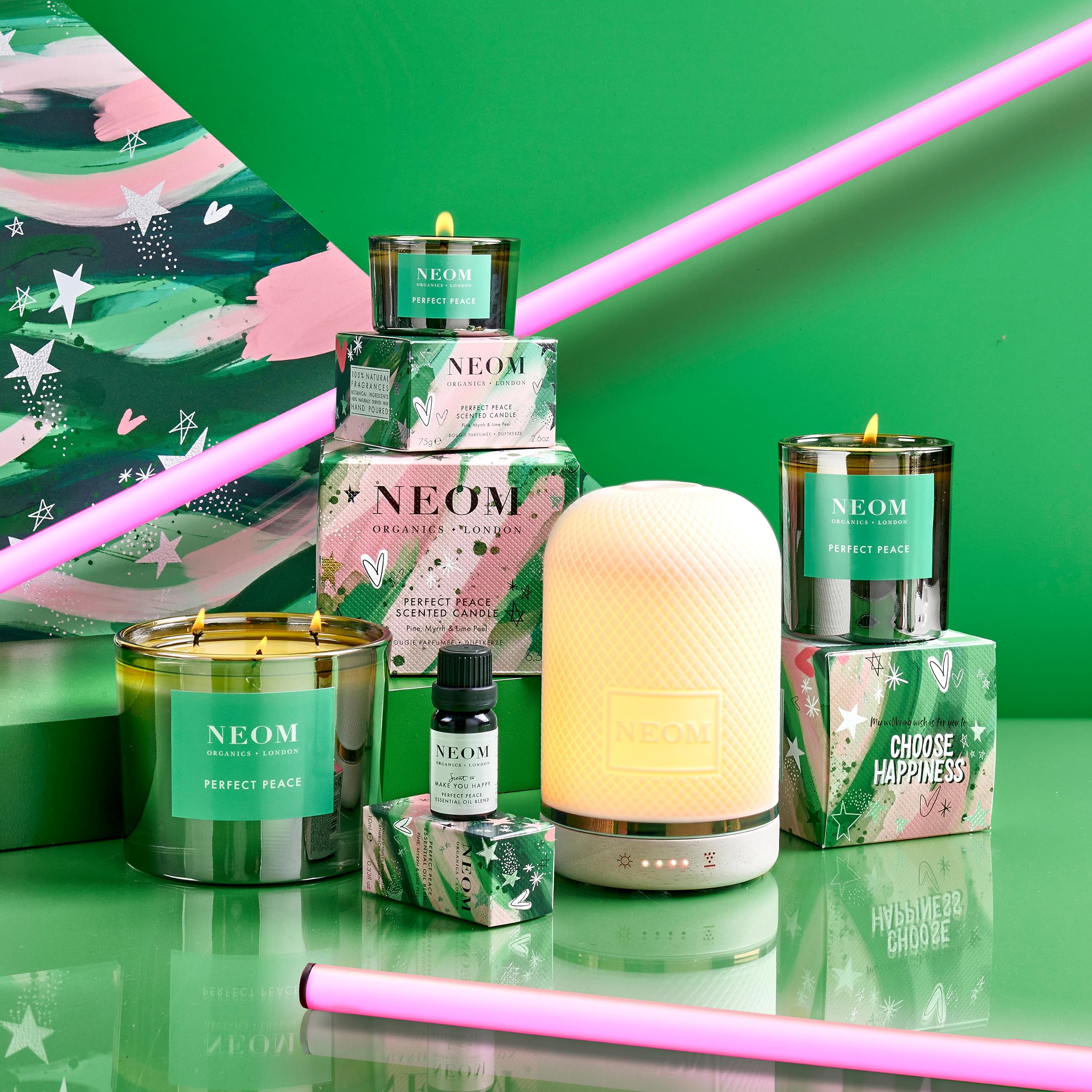 NEOM- Perfect Peace Luxury Scented Candle | Pine, Myrrh & Lime Peel | Christmas Gift… (1 Wick)