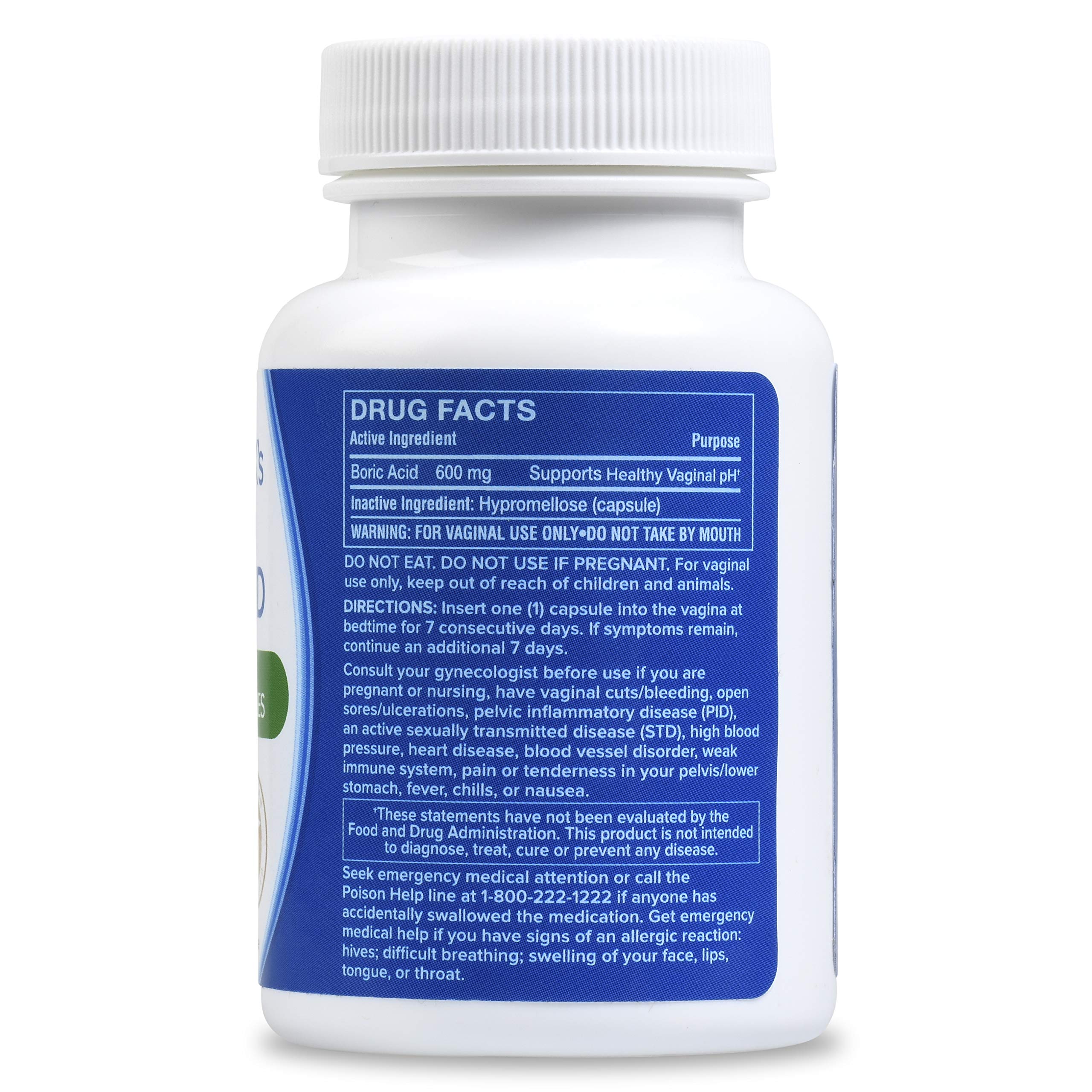 doctor MK's NATURAL Boric Acid Suppositories (600mg) for Healthy Feminine pH Support