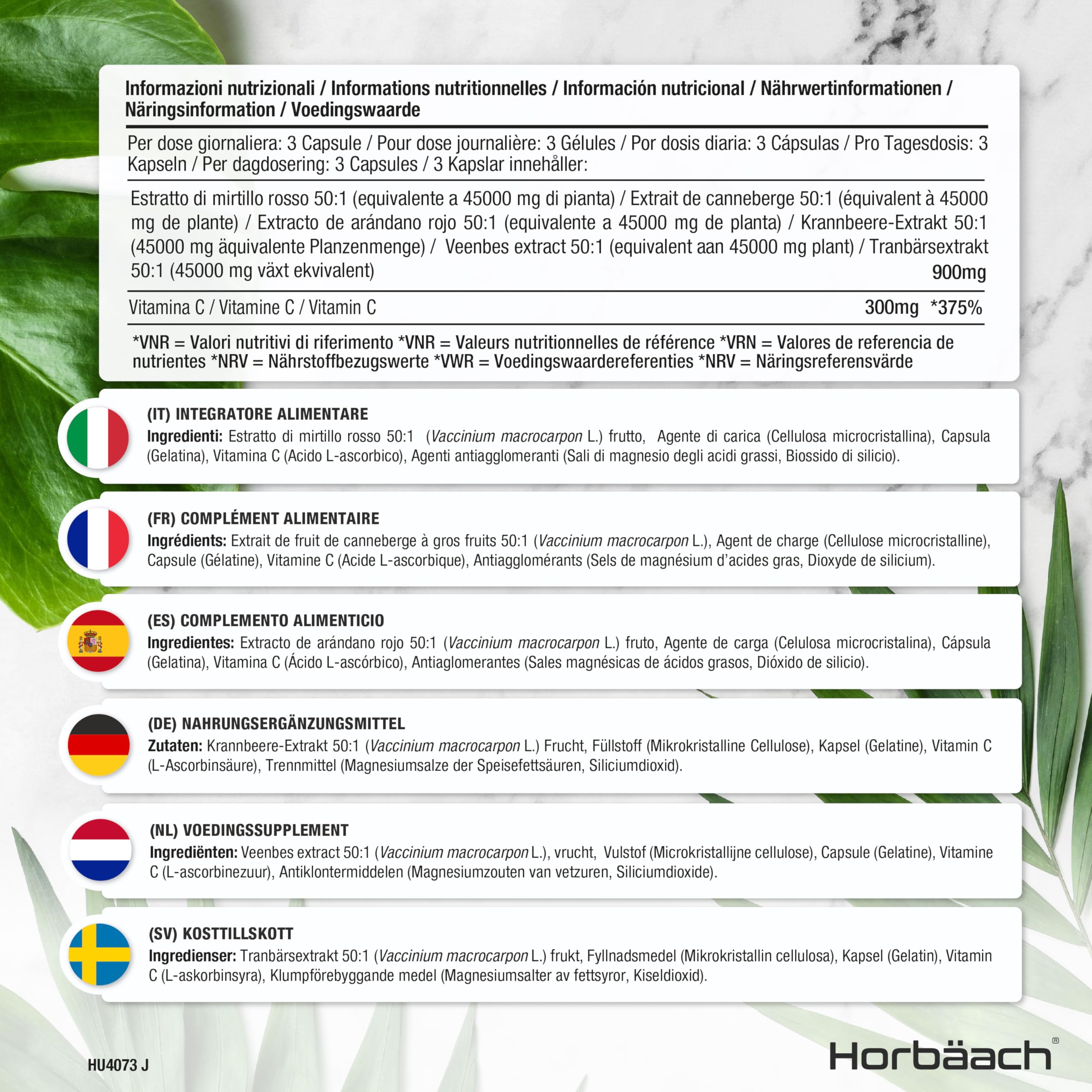 Cranberry Capsules 45,000 mg | High Strength Cranberry Extract with Vitamin C