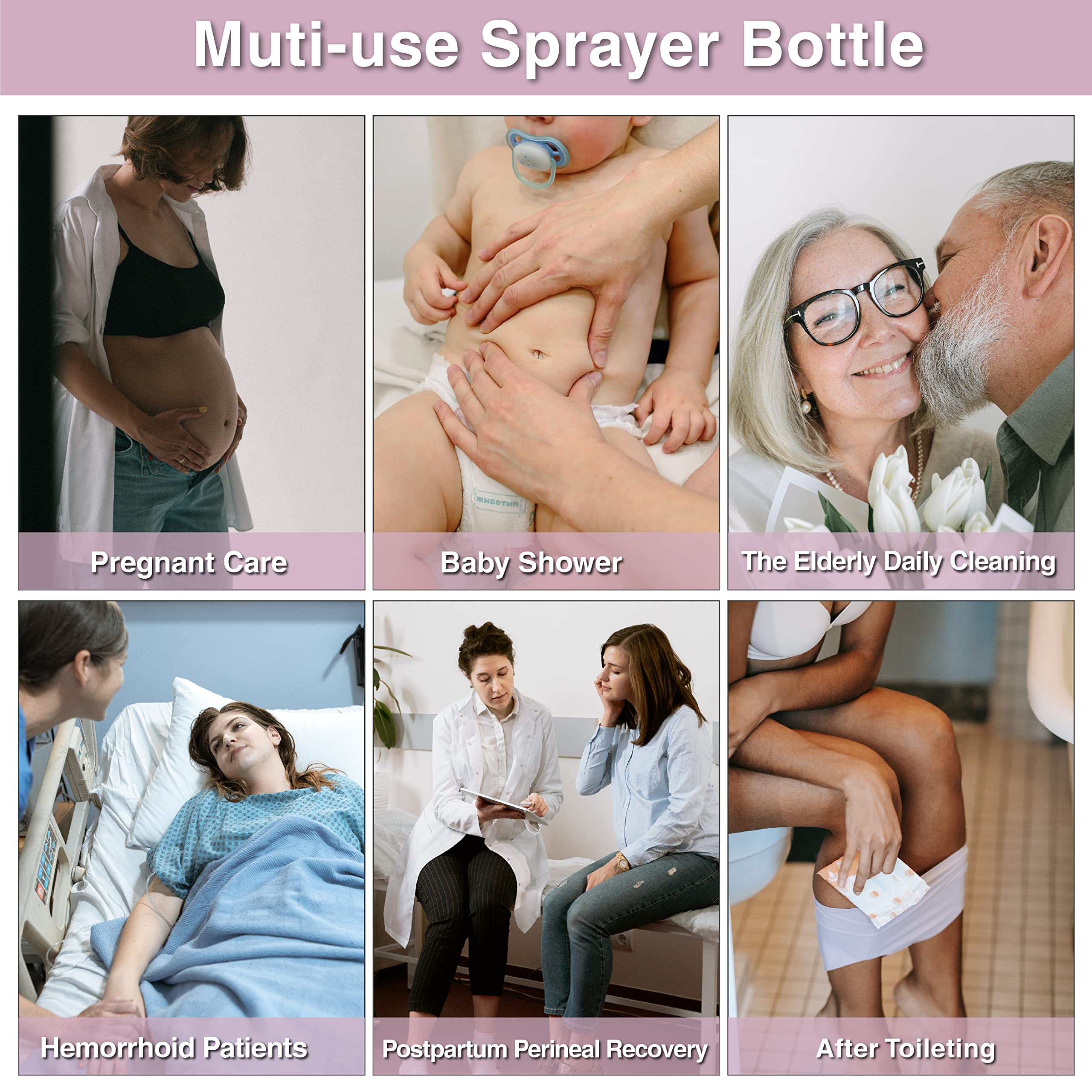 TopQuaFocus 12oz Perineal Bottle for Postpartum Care Portable Travel Peri Sprayer Bidet Postpartum