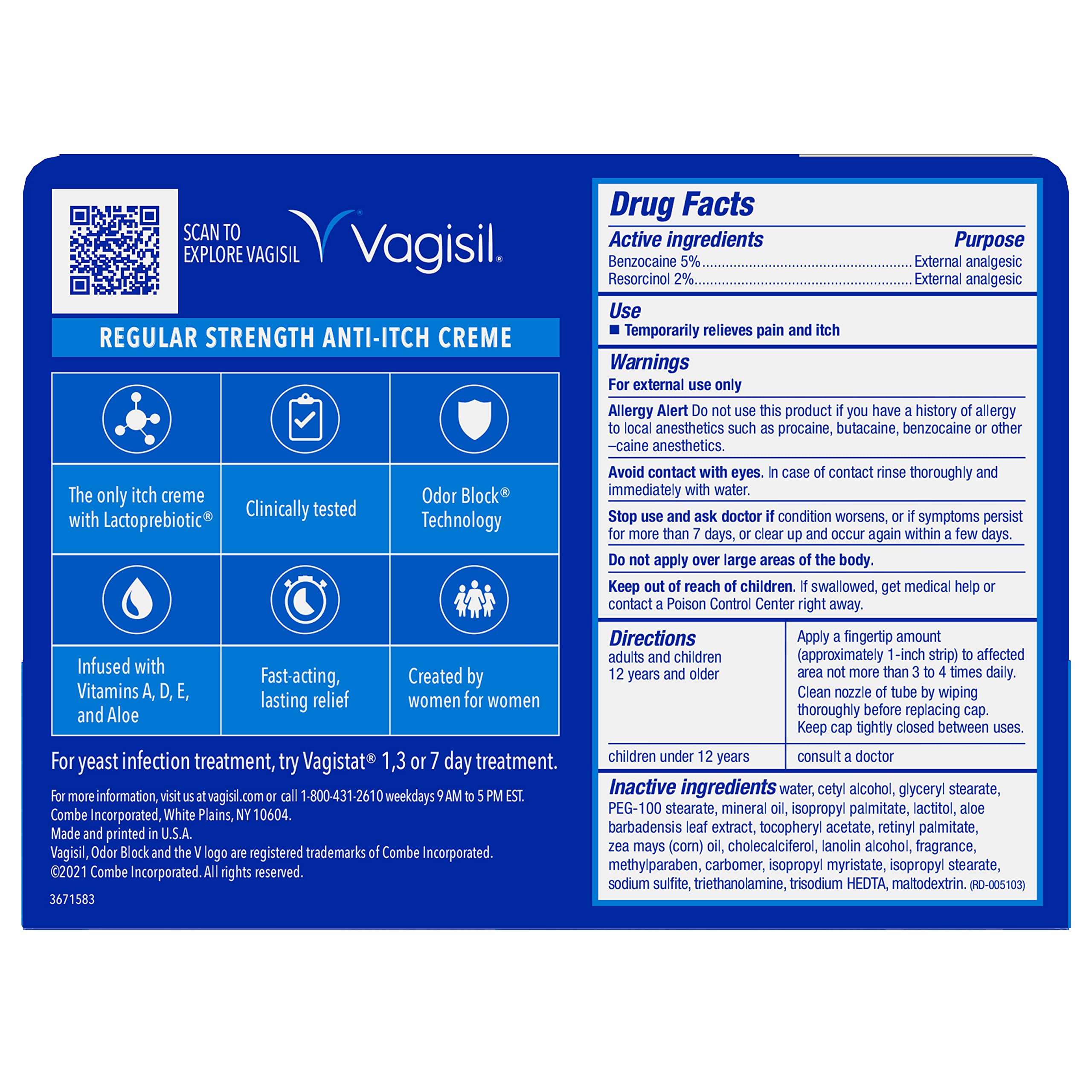 Vagisil Regular Strength Anti-Itch Feminine Cream for Women, Gynecologist Tested