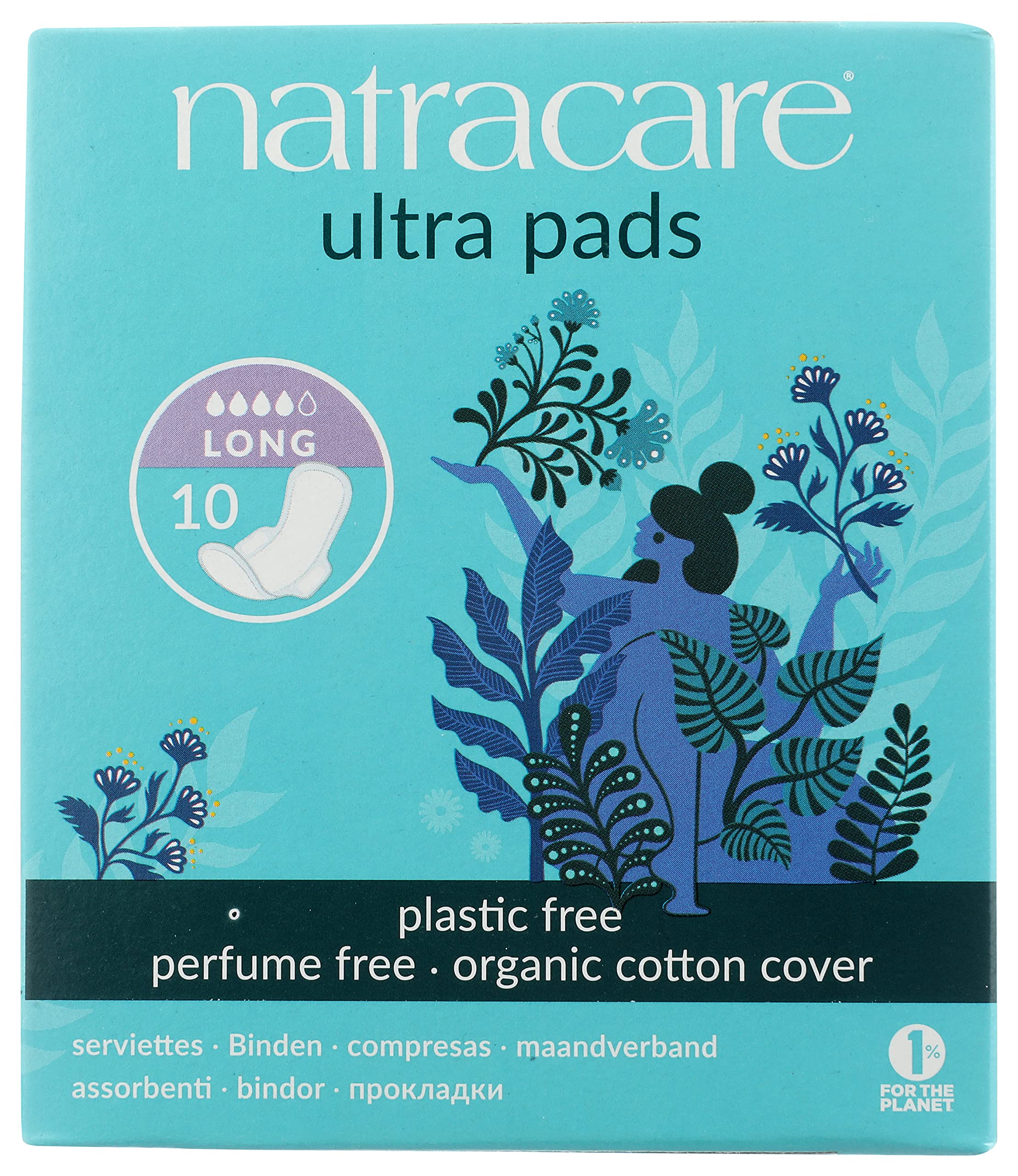 Natracare Slim Fitting Ultra Pads with Wings, Long, Made with Certified Organic Cotton