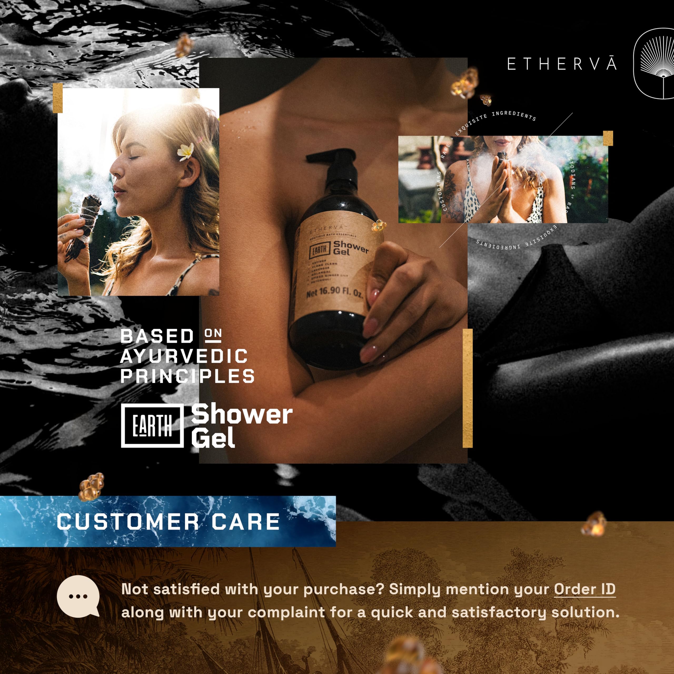 ETHERVA EARTH Body Wash for Men & Women | Patchouli, Vetiver, Incense, Virgin Coconut Oil