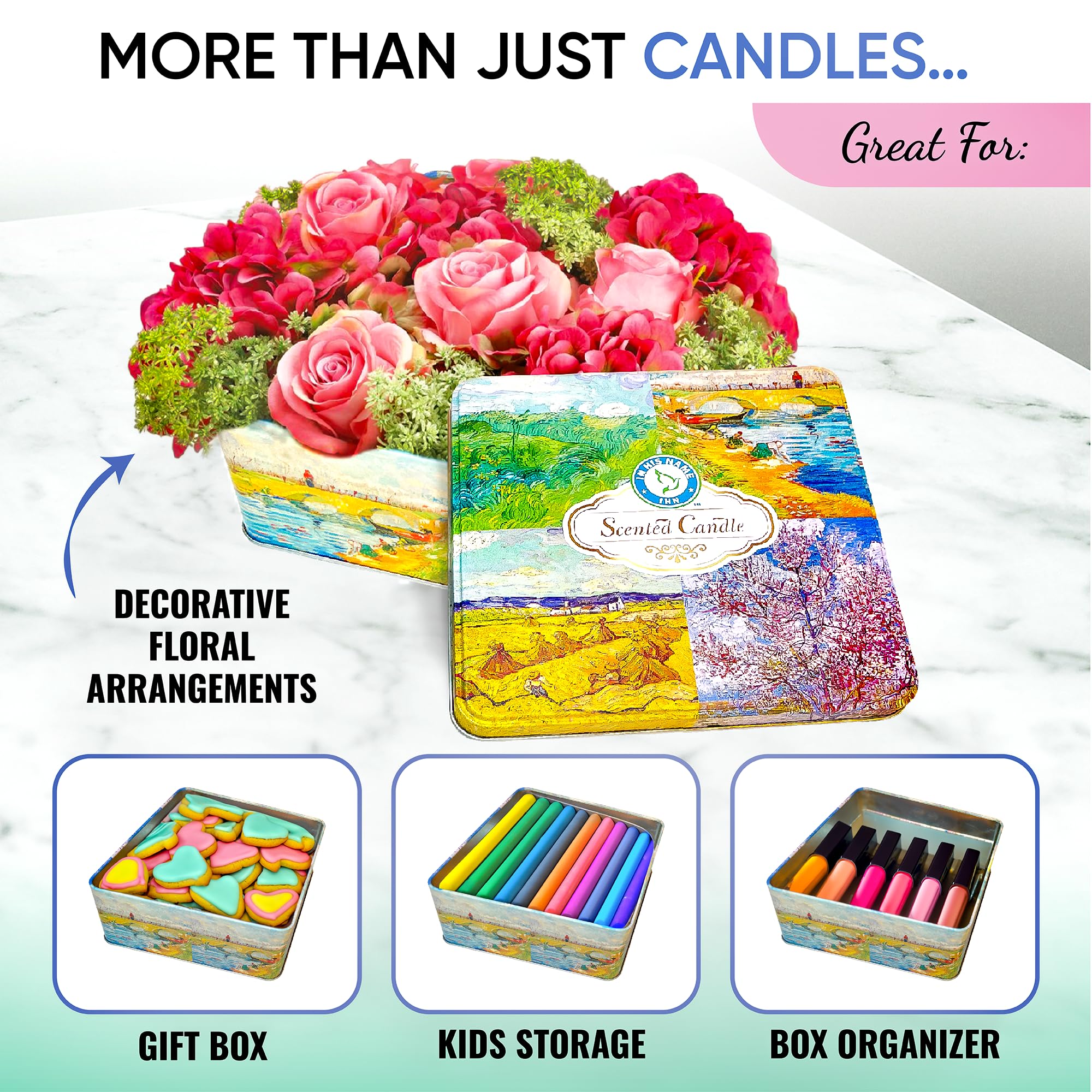 Scented Candles Gift for Women, 4 Pack, Reusable Tin Box, Luxury Candles for Home