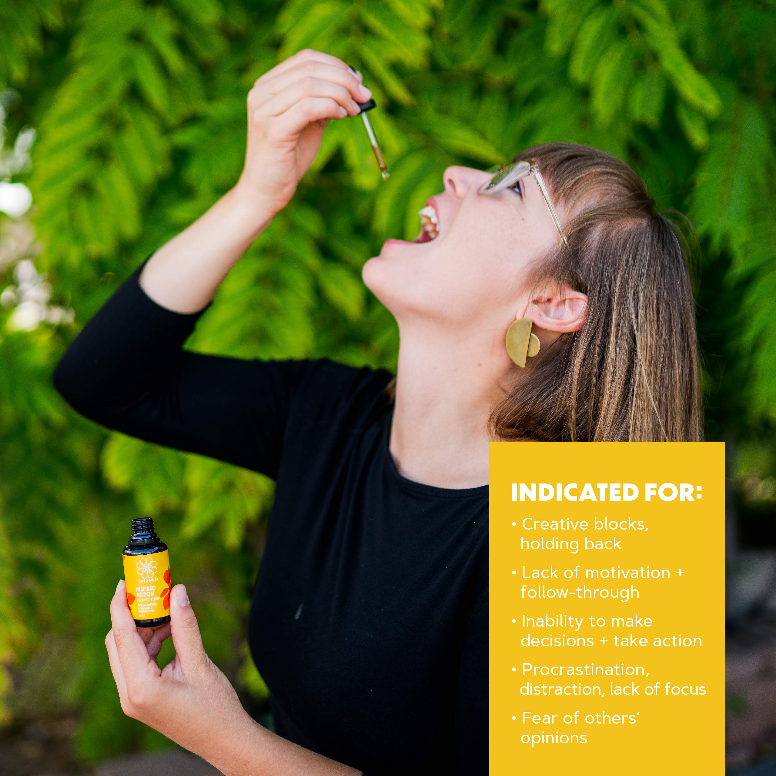 LOTUSWEI Inspired Action Flower Essence Elixir – Enhance Focus, Concentration, Mental Clarity & Creativity – Flower Remedy Supplement