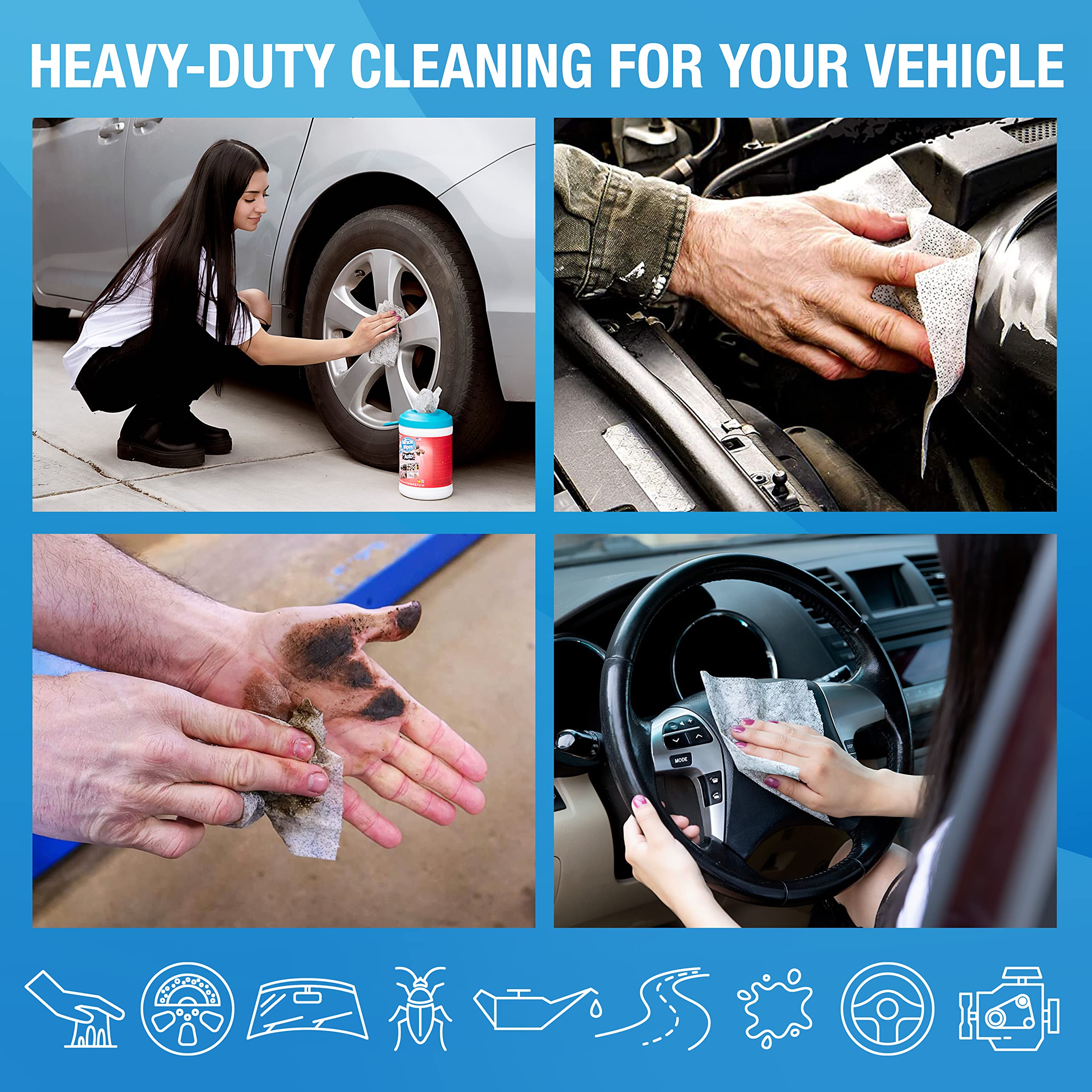 MiracleWipes for Automotive, All Purpose Cleaning Wipes for Hands, Auto Interior, Exterior