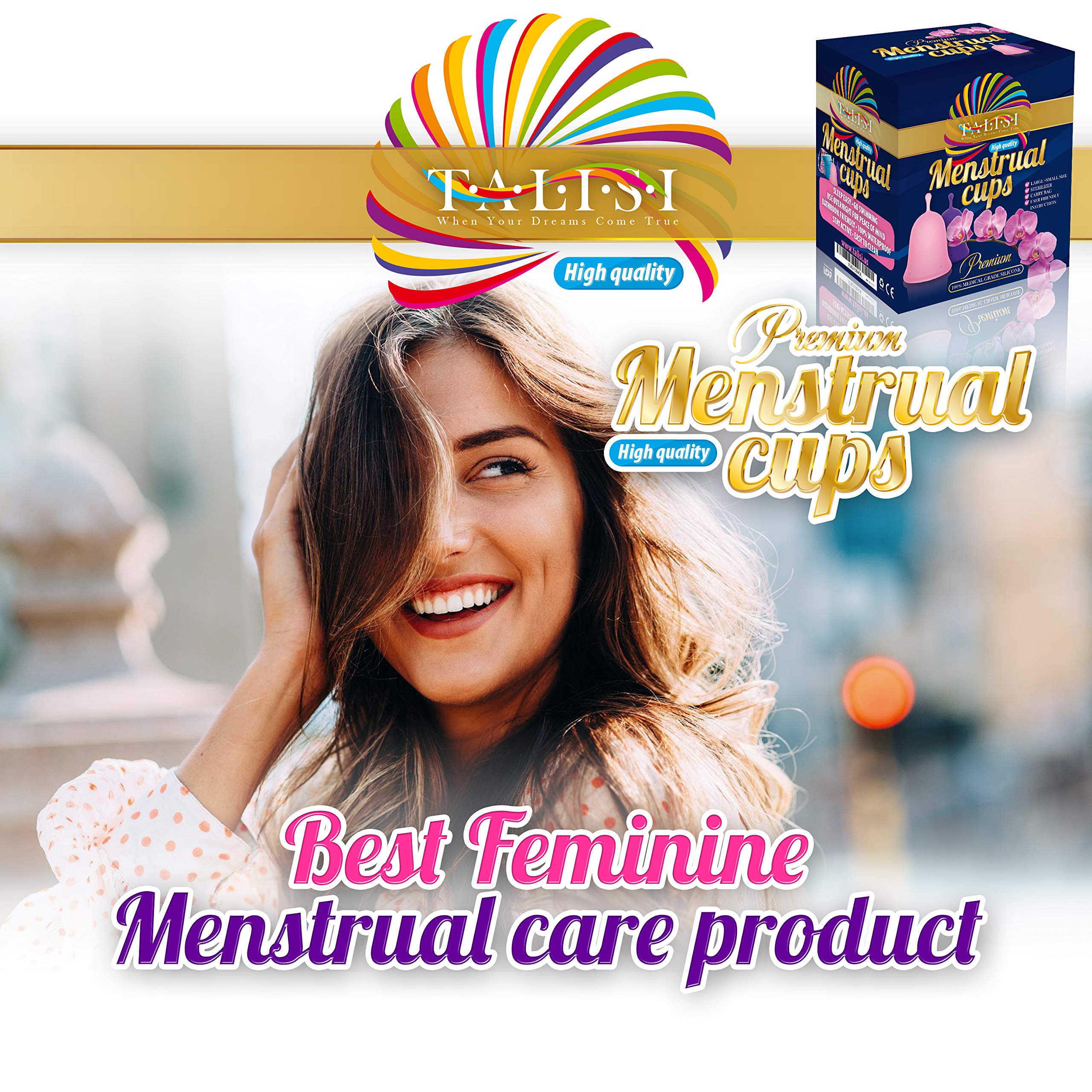 Talisi Menstrual Cups Set of 2 with Collapsible Silicone Sterilizer - Soft & Flexible Sensitive Feminine