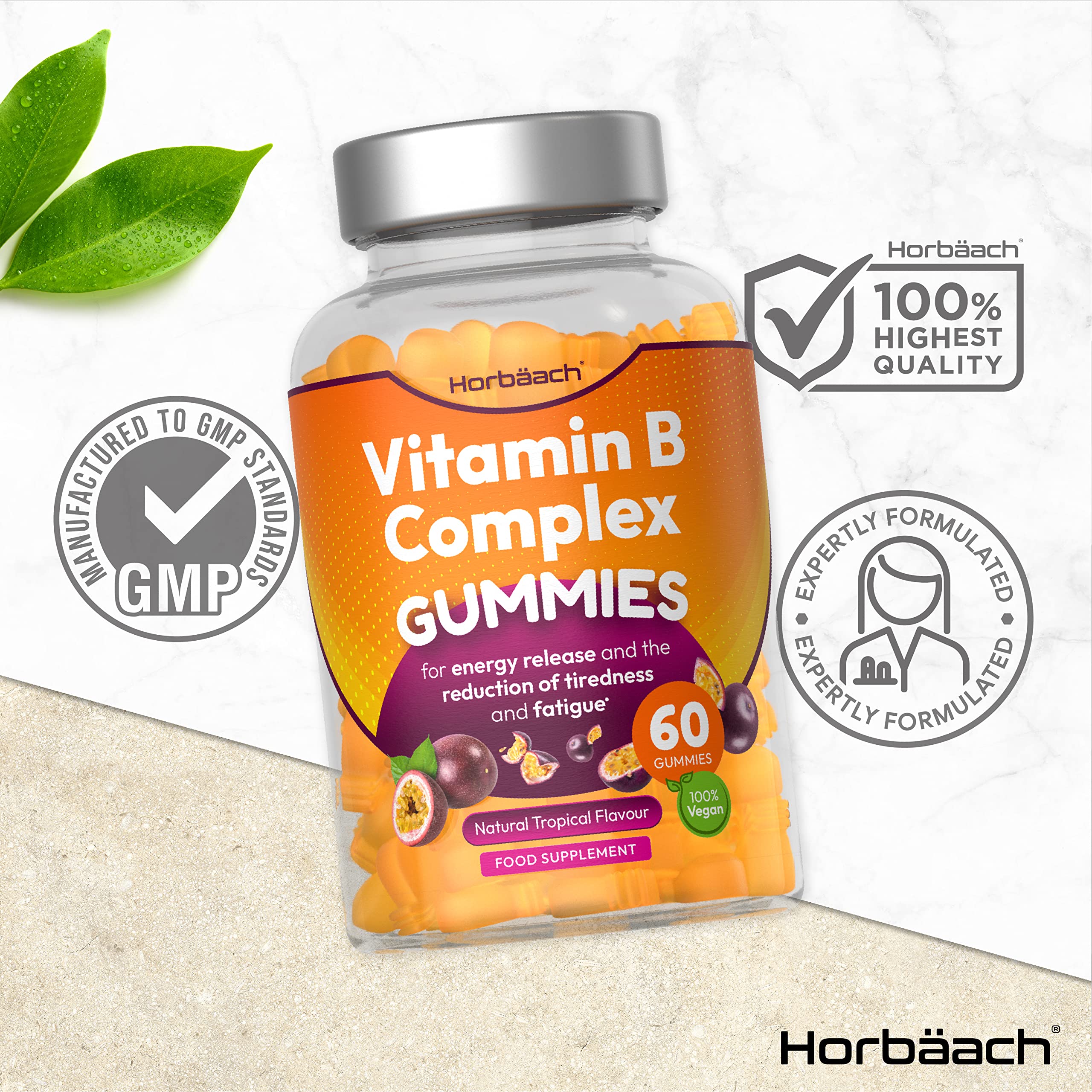 Vitamin B Complex Gummies | 60 Vegan Gummies - Tablet Alternative | High Strength B12