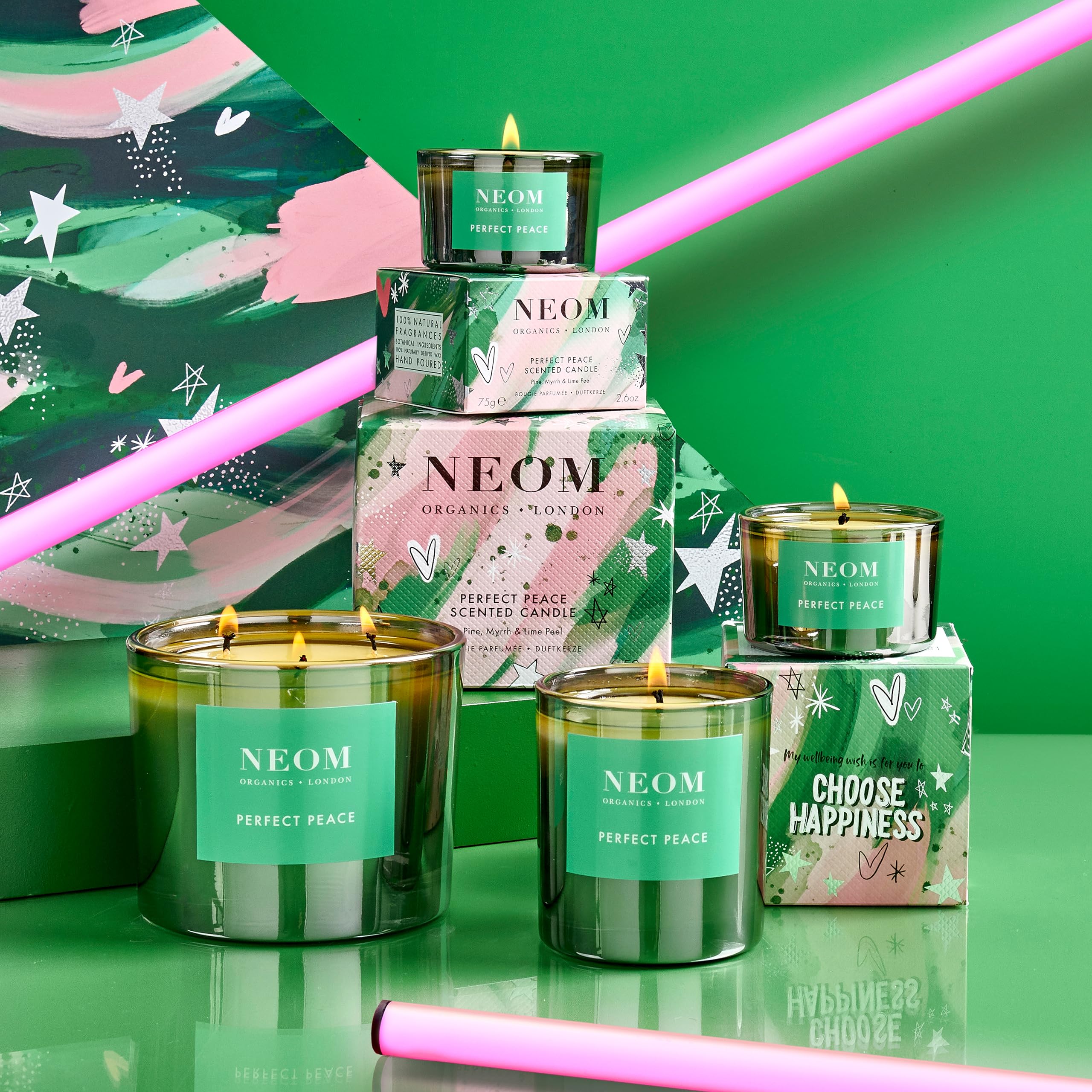 NEOM- Perfect Peace Luxury Scented Candle | Pine, Myrrh & Lime Peel | Christmas Gift… (1 Wick)