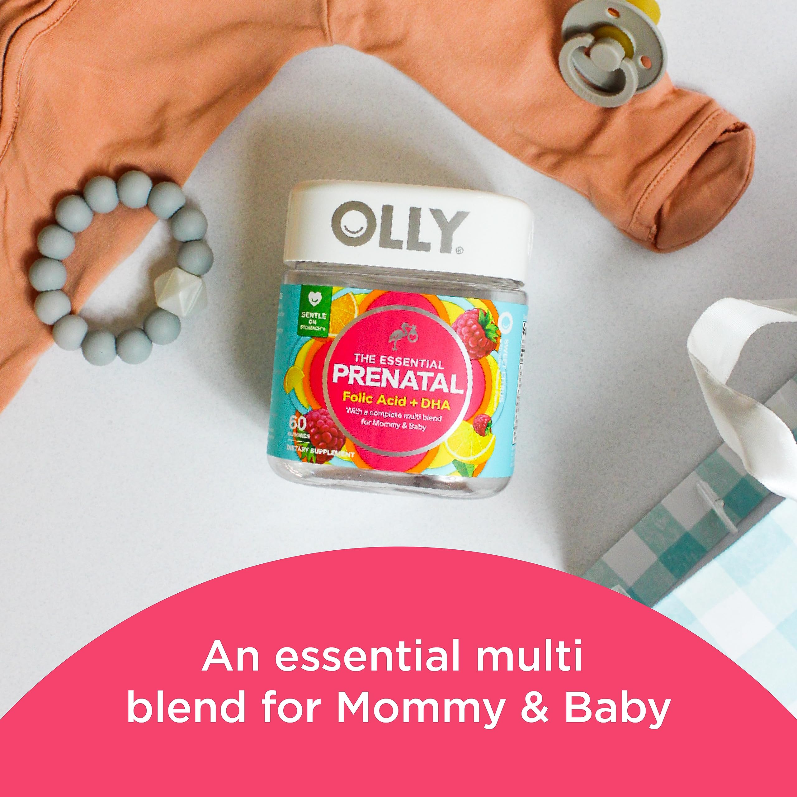 OLLY The Essential Prenatal Gummy Multivitamin, 30 Day Supply (Gummies) & Fiber Gummy Rings
