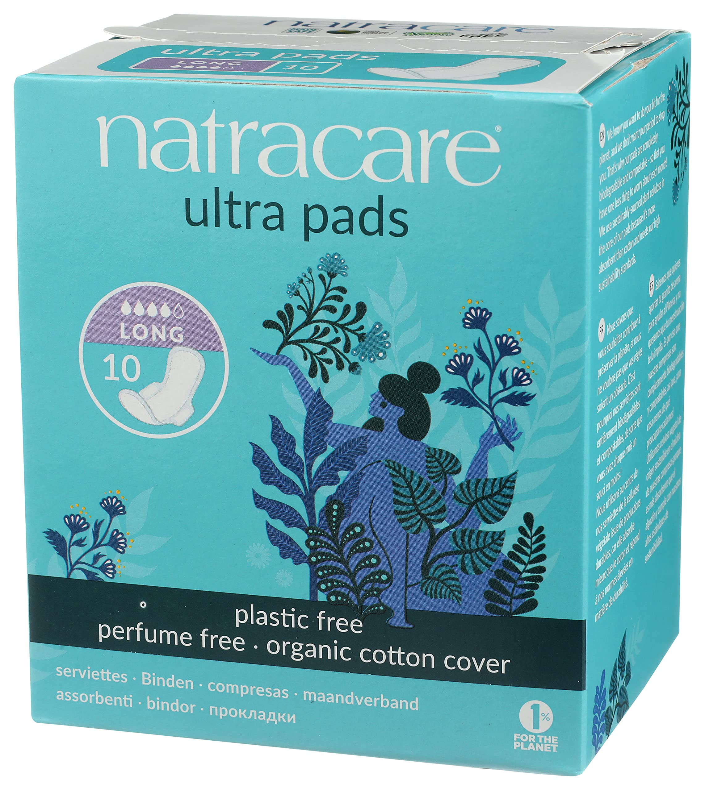 Natracare Slim Fitting Ultra Pads with Wings, Long, Made with Certified Organic Cotton