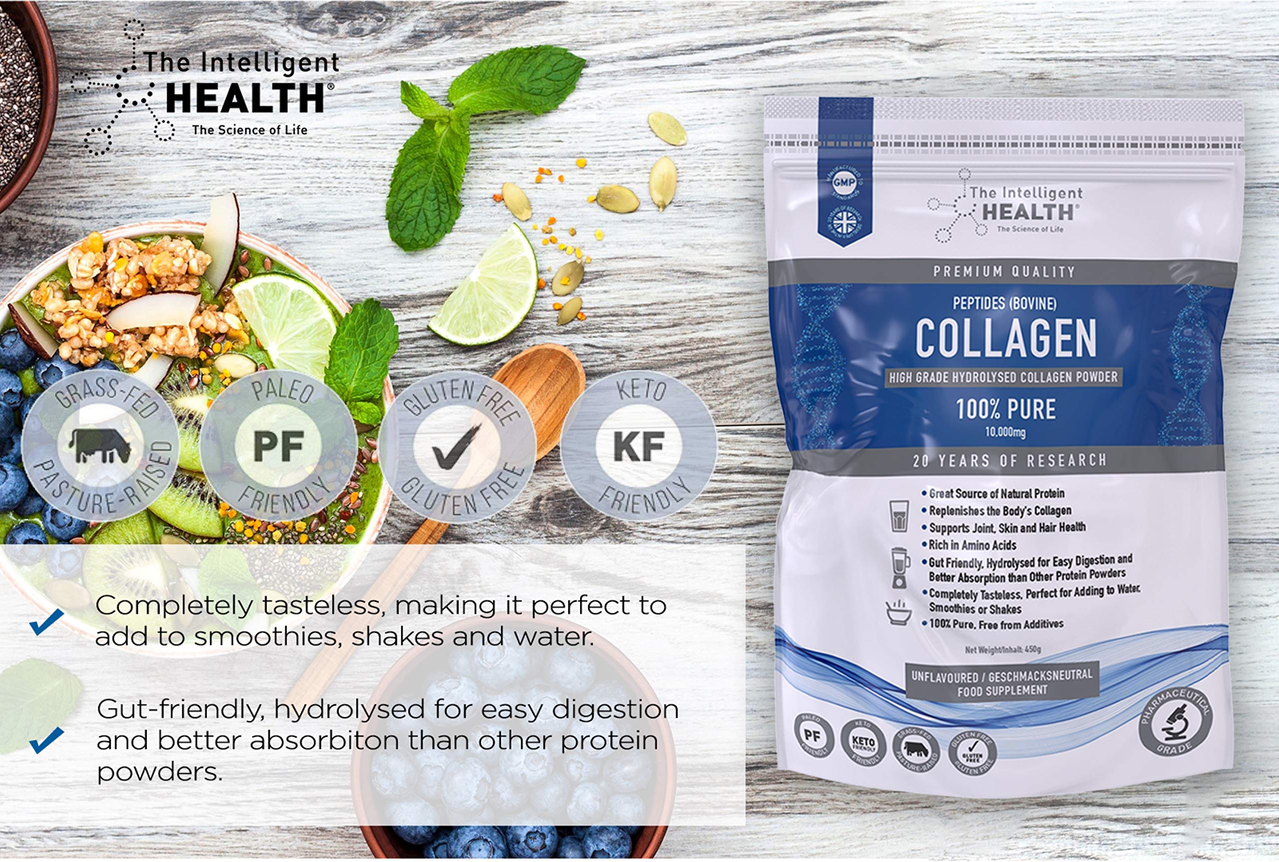 Hydrolysed Collagen Powder (Bovine) - High Protein Grass Fed Unflavoured Peptides