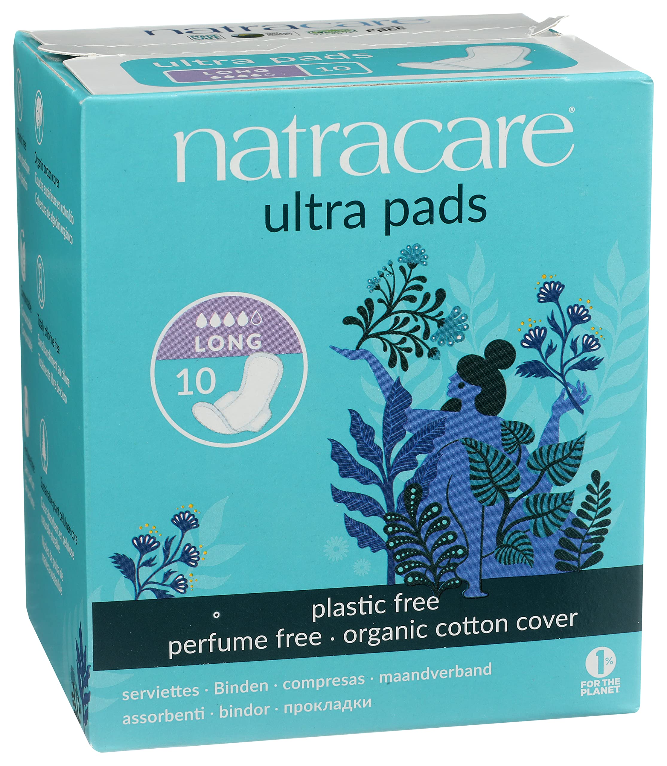Natracare Slim Fitting Ultra Pads with Wings, Long, Made with Certified Organic Cotton