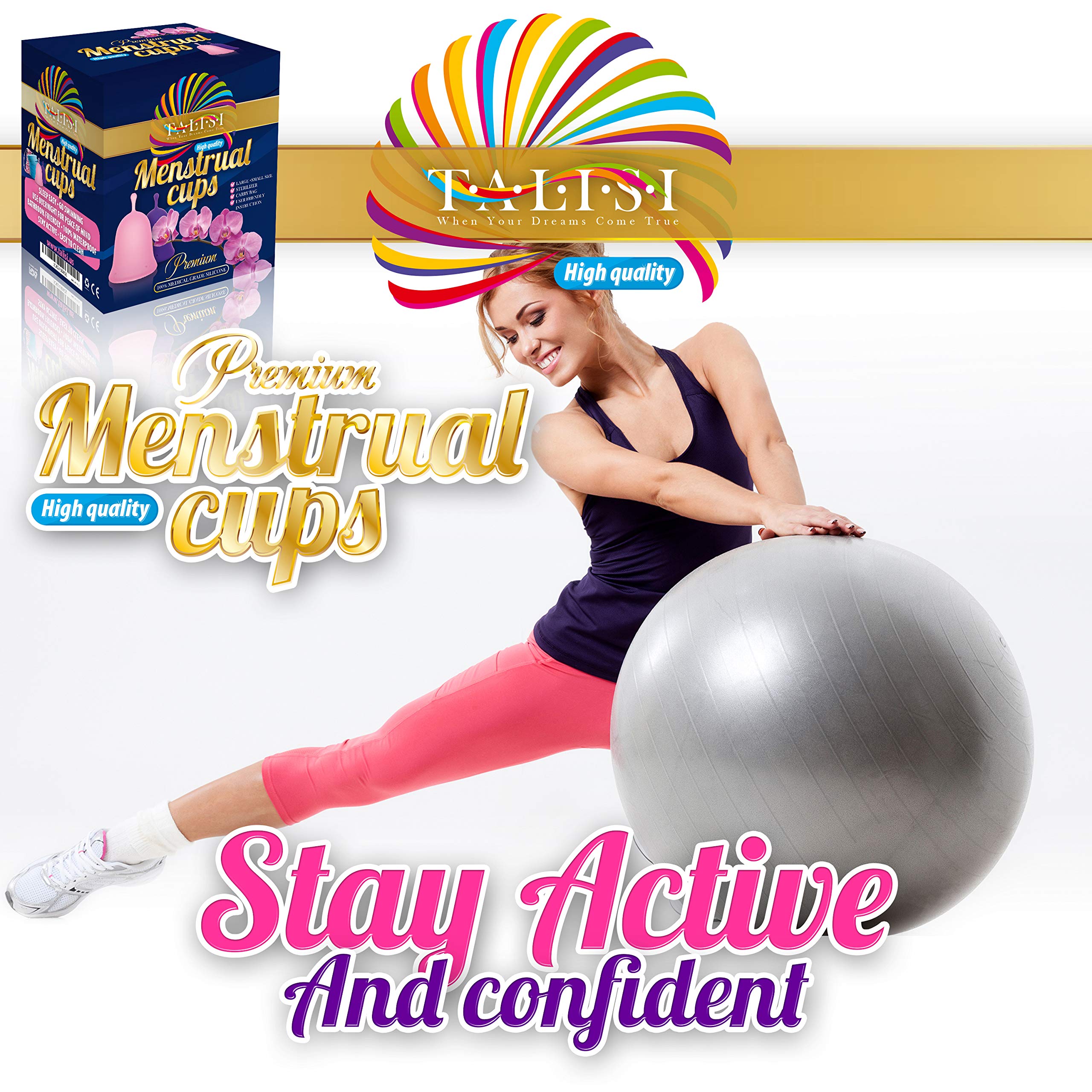 Talisi Menstrual Cups Set of 2 with Collapsible Silicone Sterilizer - Soft & Flexible Sensitive Feminine